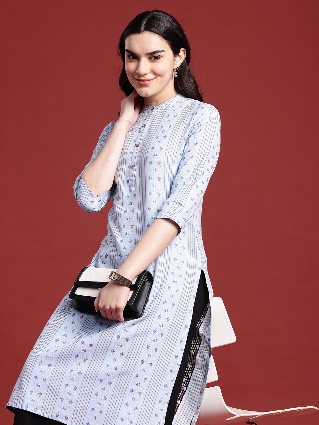 

Anouk Woven Design Kurta, Blue