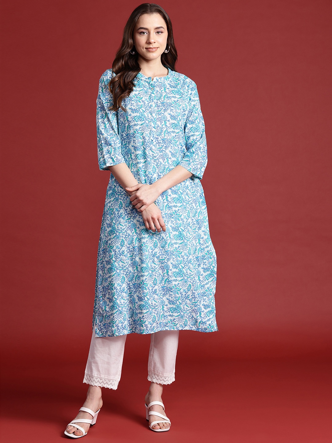 

Anouk Floral Print Kurta, Off white