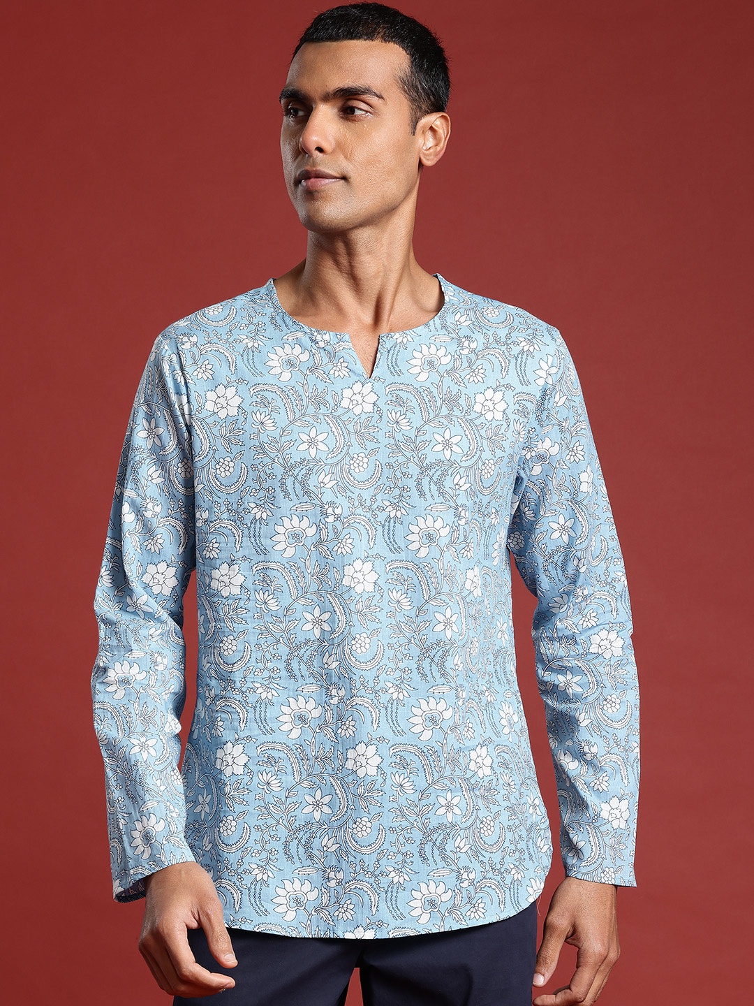 

Anouk Men Ethnic Motifs Printed Pure Cotton Kurta, Blue