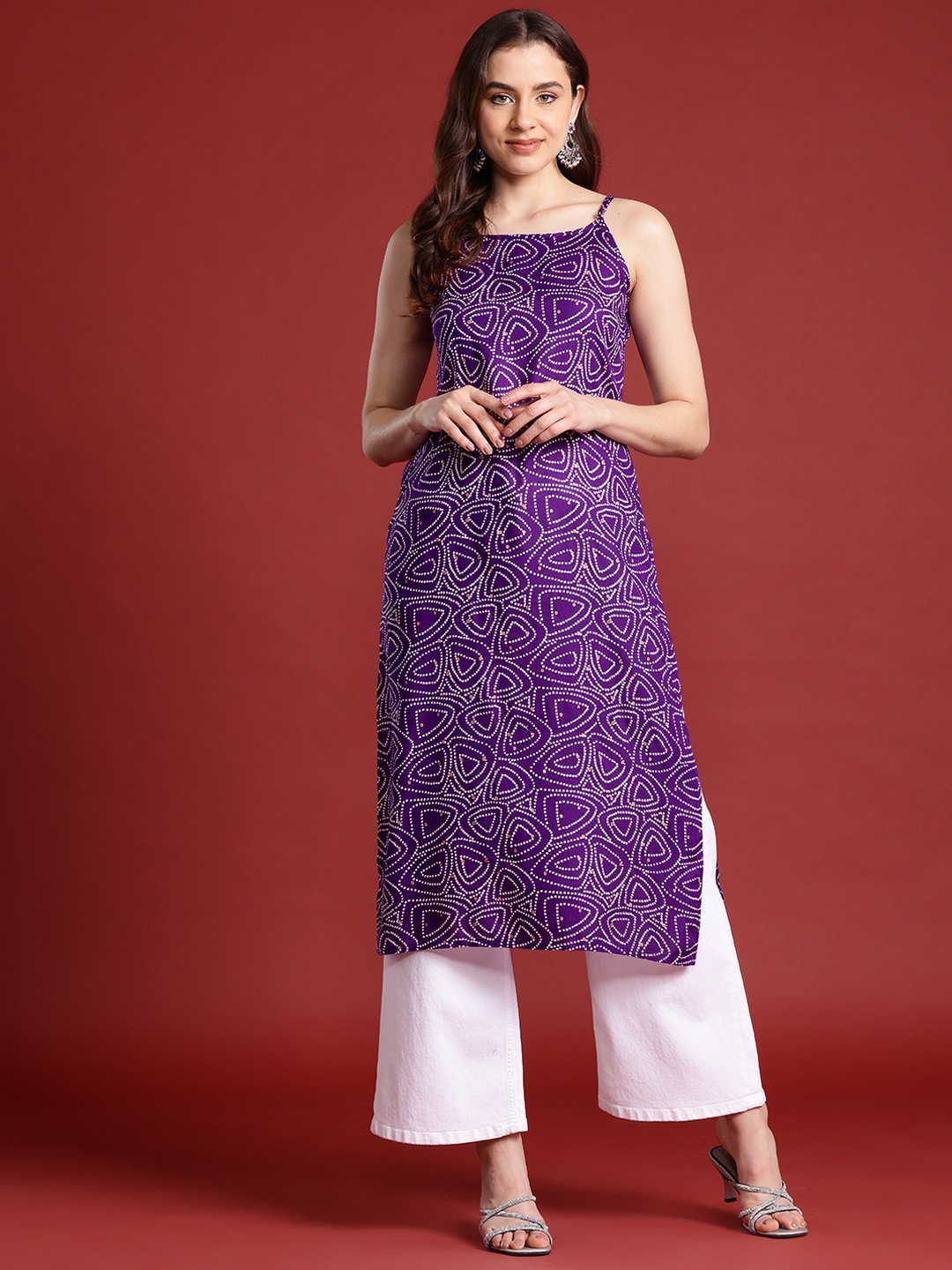 

Anouk Bandhani Printed Kurta, Purple