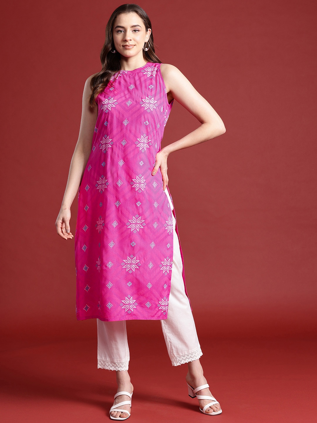 

Anouk Ethnic Motifs Print Kurta, Pink