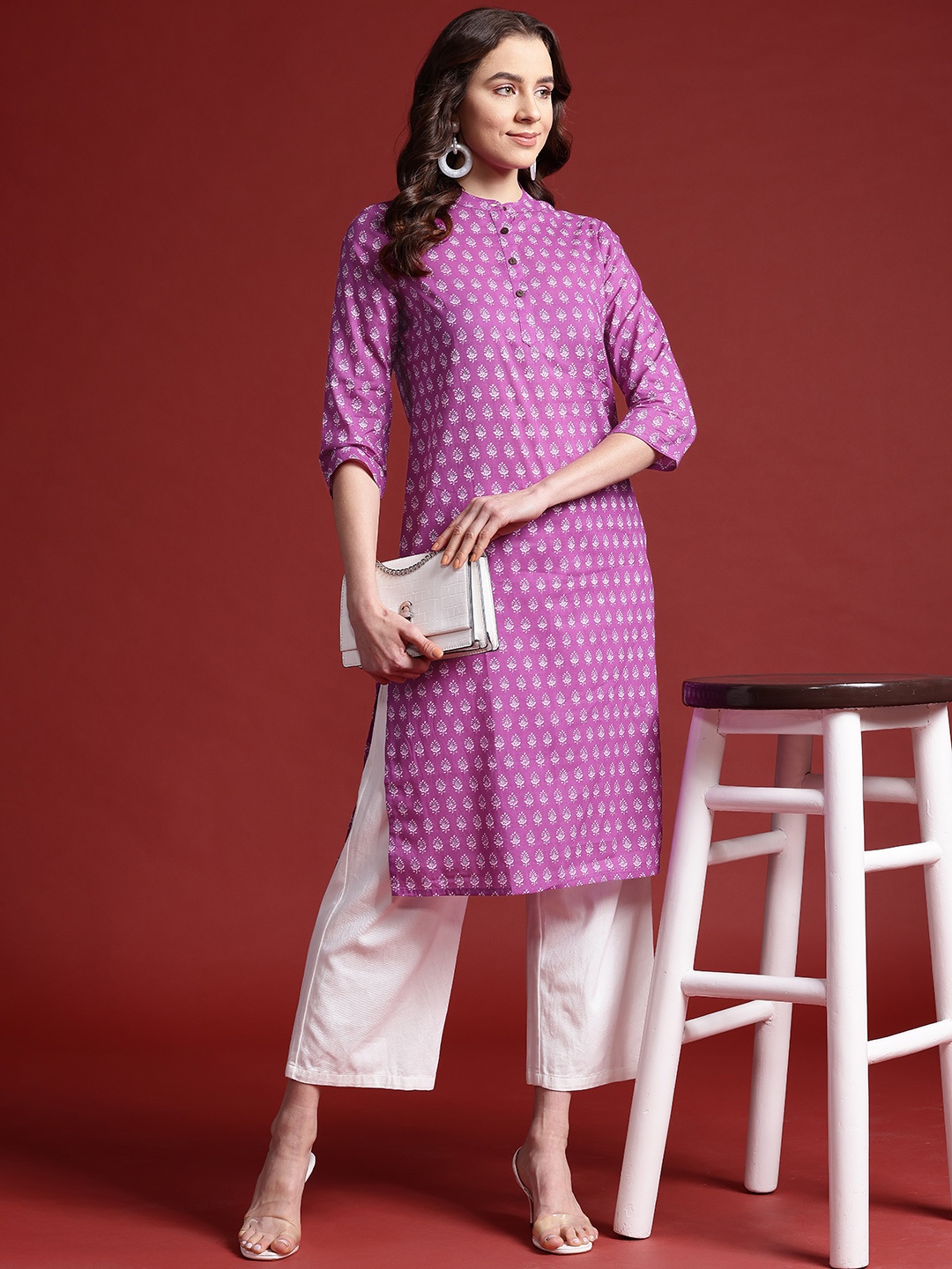 

Anouk Pure Cotton Ethnic Motifs Kurta, Pink