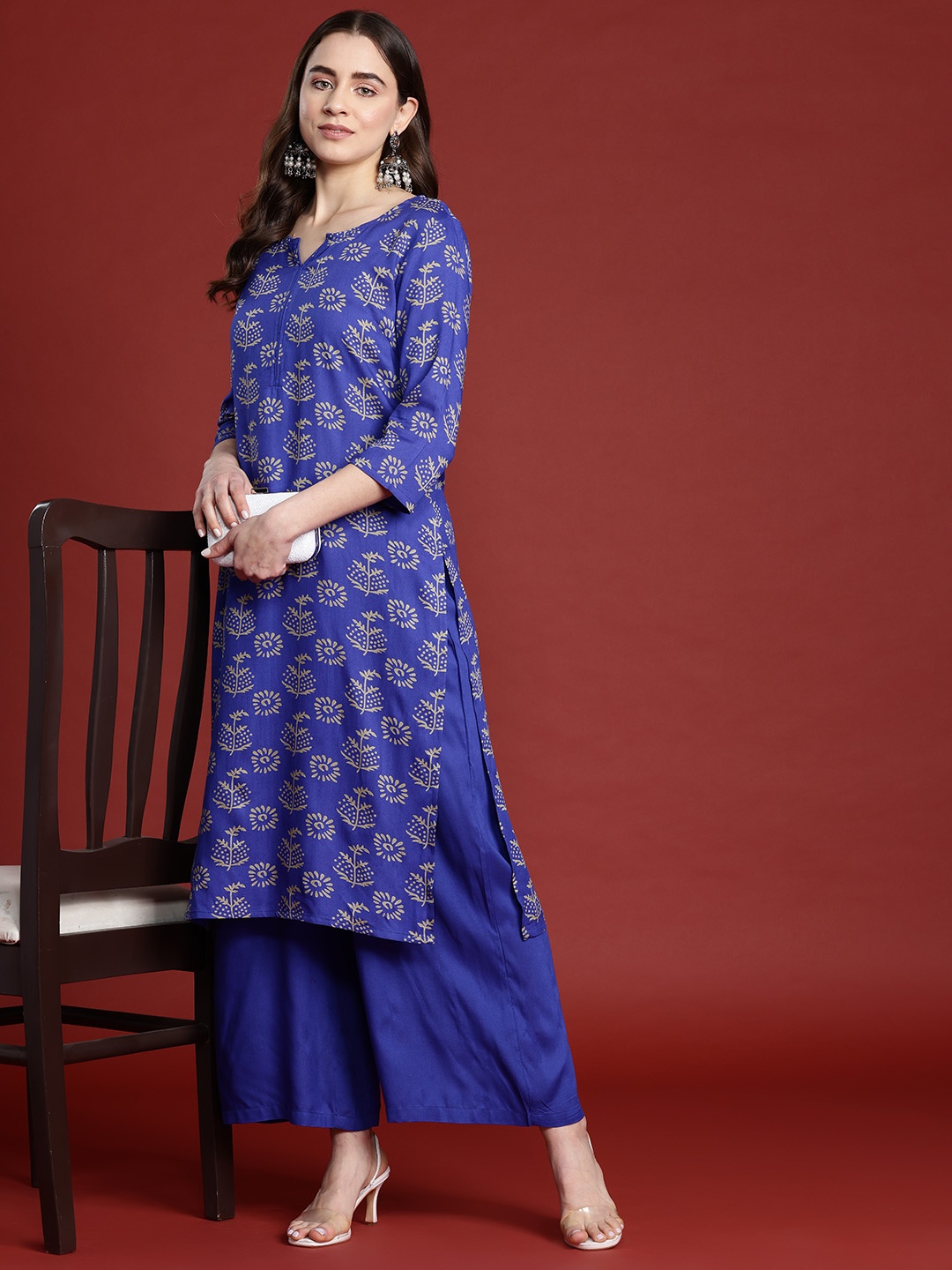 

Anouk Ethnic Motifs Print Kurta with Palazzos, Blue