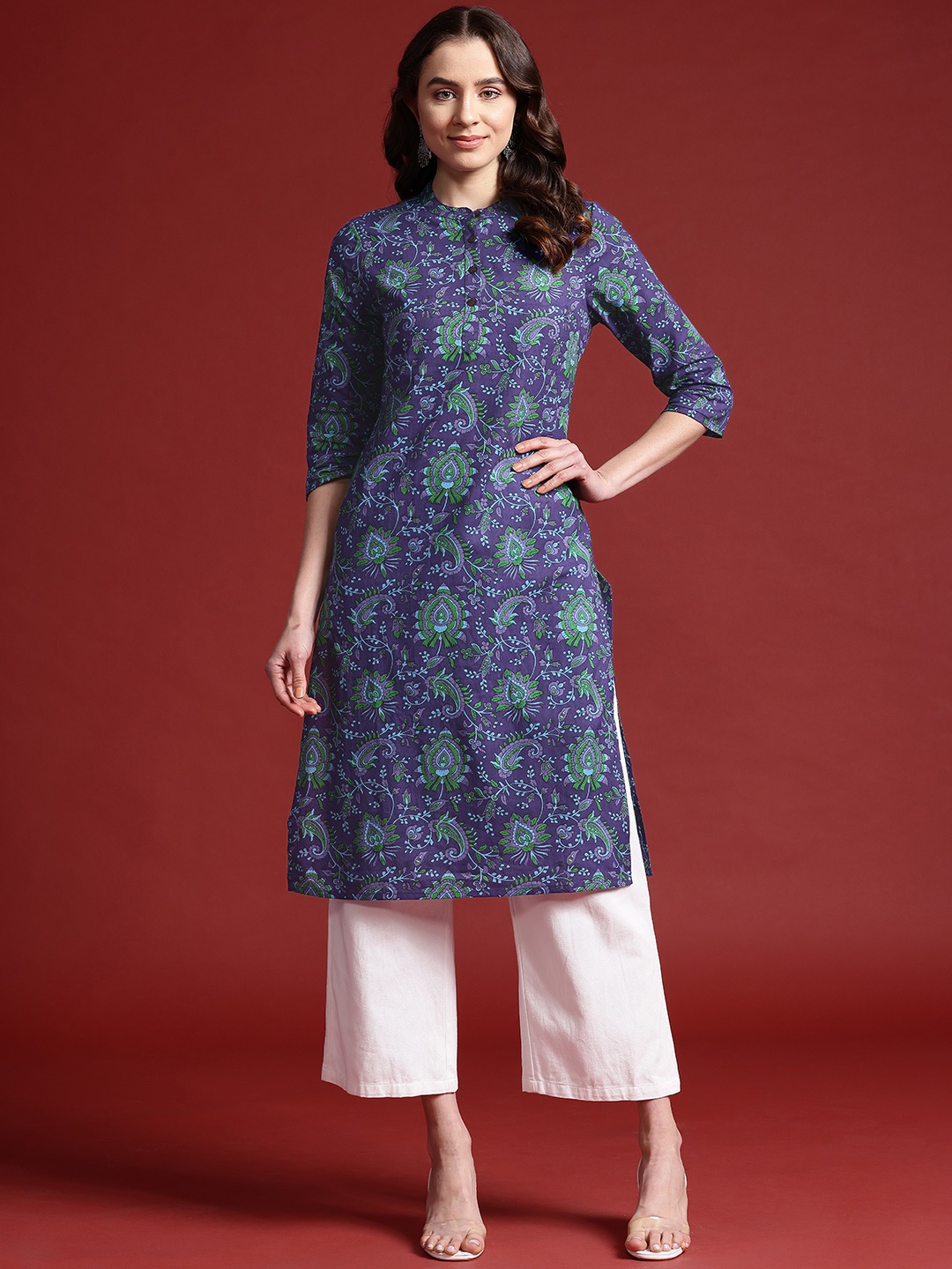 

Anouk Pure Cotton Paisley Printed Kurta, Violet