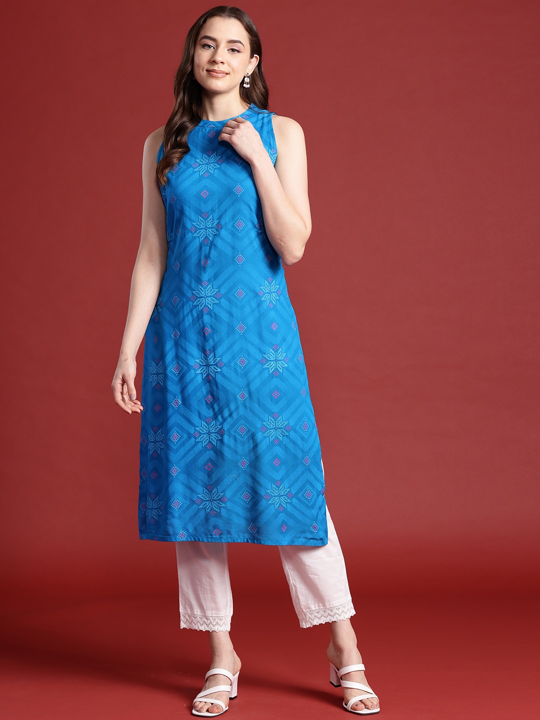 

Anouk Ethnic Motifs Print Kurta, Blue