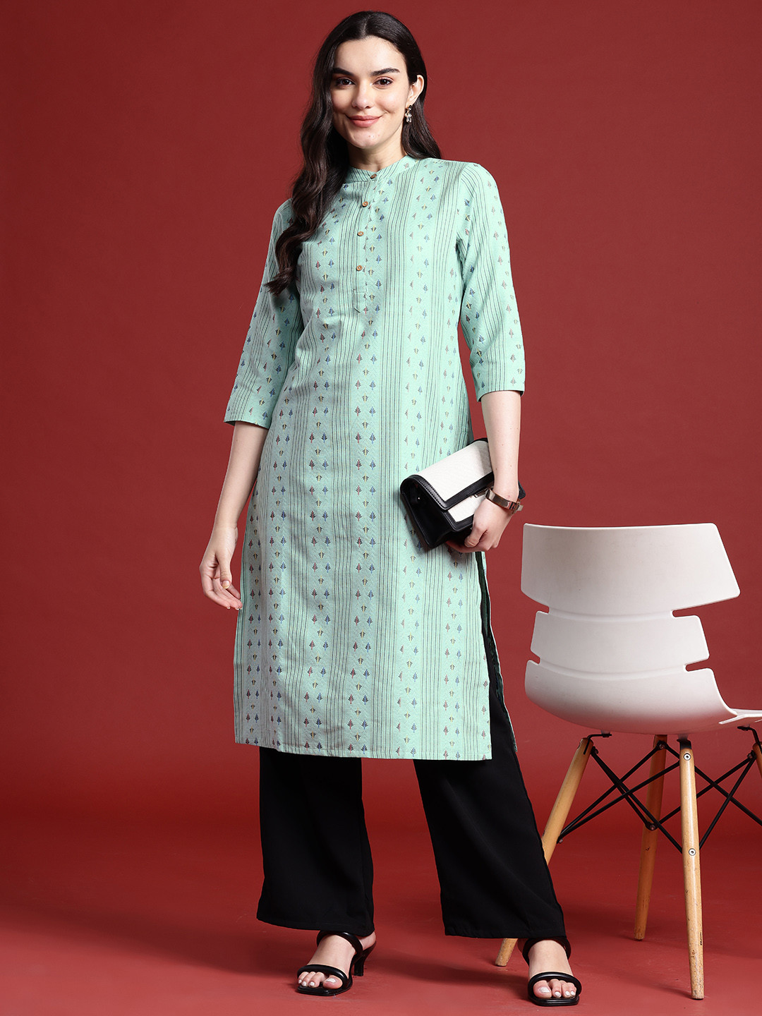 

Anouk Woven Design Kurta, Green