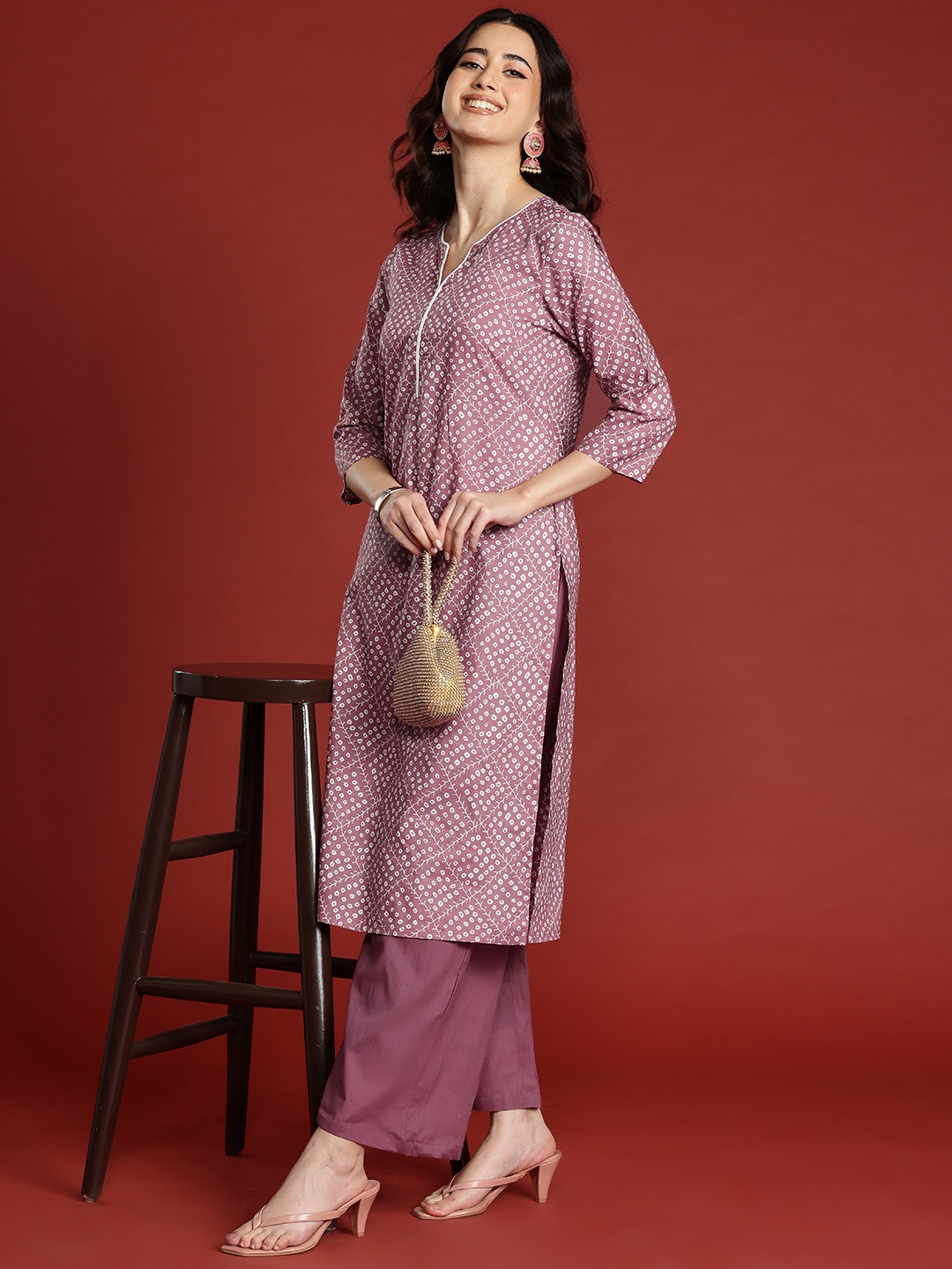 

Anouk Printed Pure Cotton Kurta with Palazzos, Pink