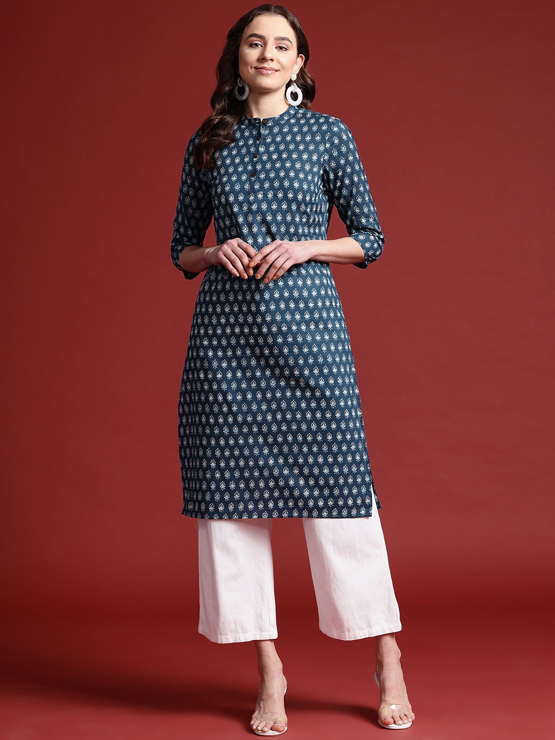 

Anouk Pure Cotton Ethnic Motifs Printed Kurta, Blue