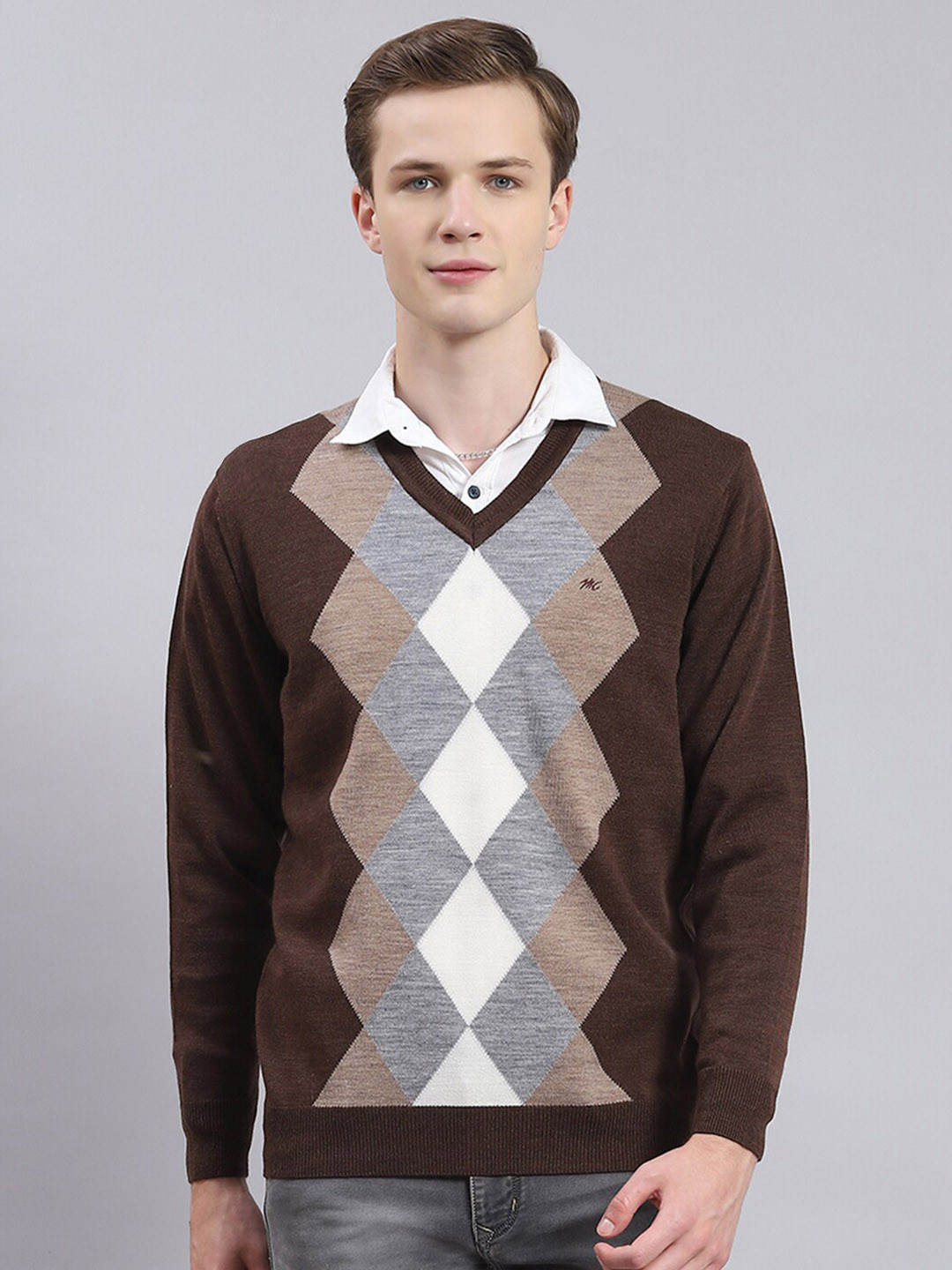 

Monte Carlo Abstract Printed Woollen Sweater, Brown