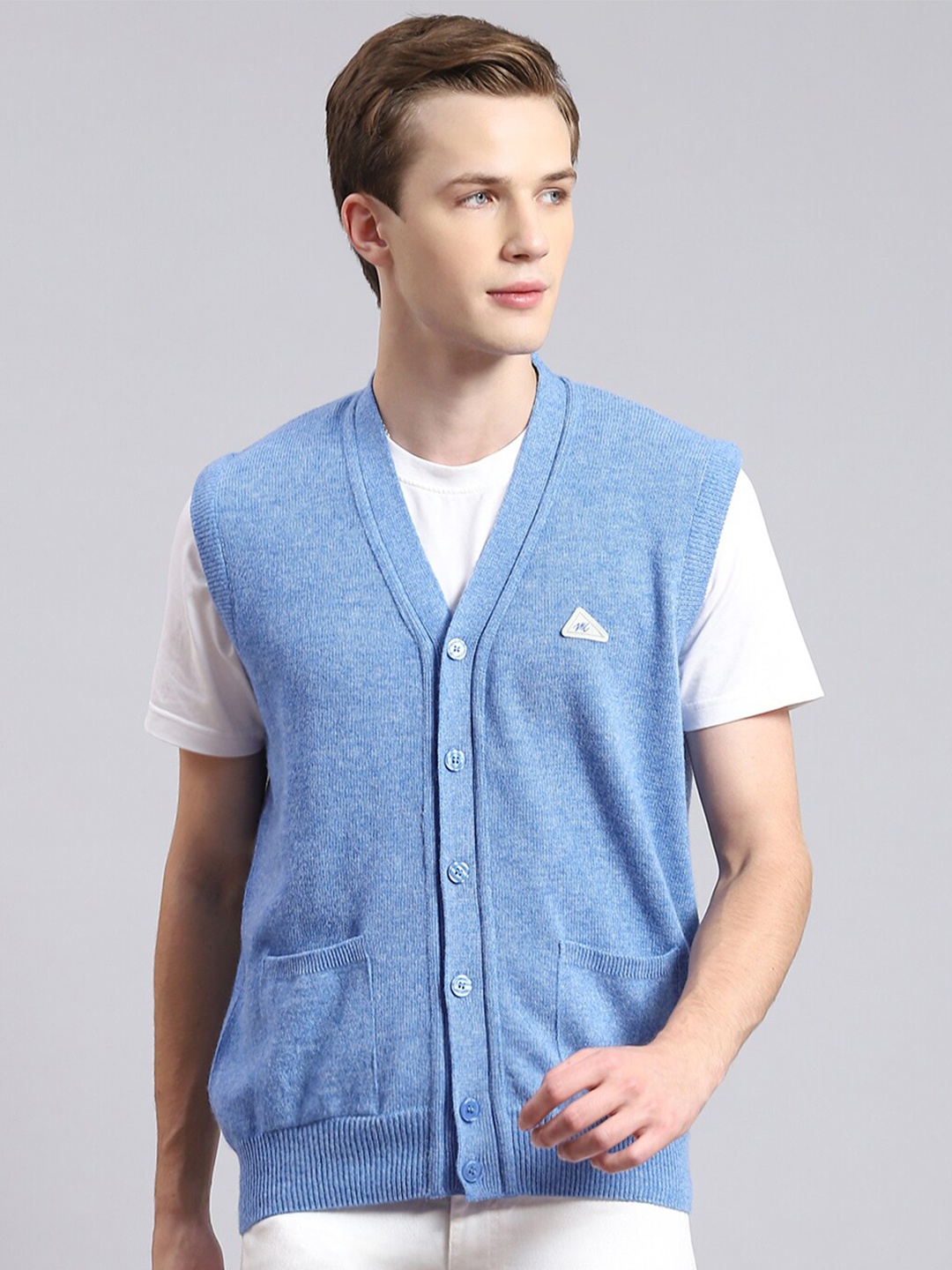 

Monte Carlo Sleeveless Woollen Cardigan, Blue