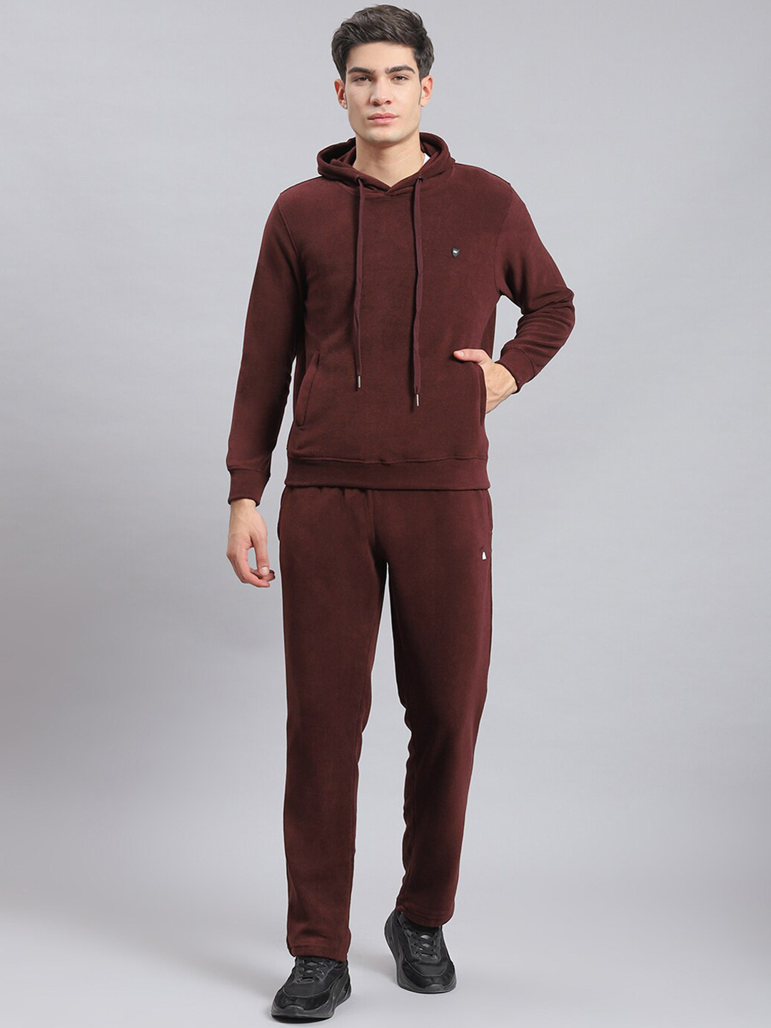 

Monte Carlo Hood Neck Cotton Sweatshirts With Trousers, Coffee brown