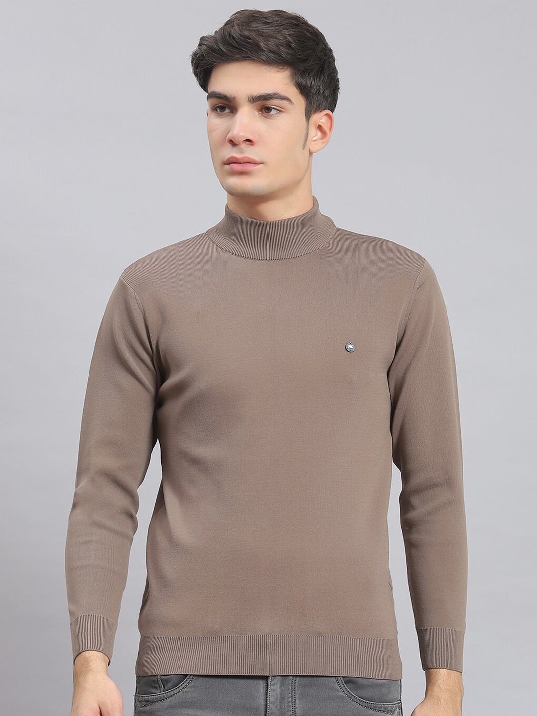 

Monte Carlo High Neck Pullover Sweater, Brown