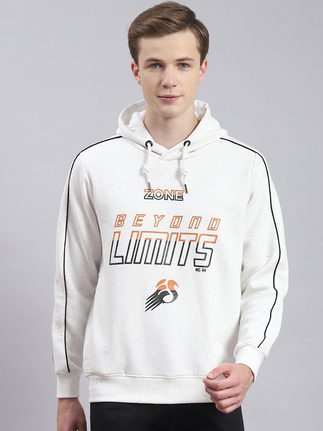 

Monte Carlo Typography Printed Hooded Cotton Pullover Sweatshirt, Off white