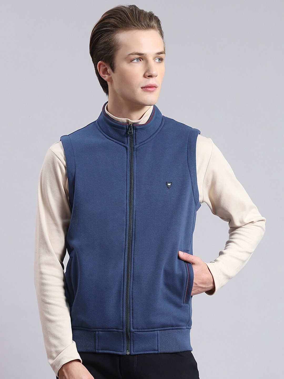 

Monte Carlo Mock Collar Cotton Bomber Jacket, Blue