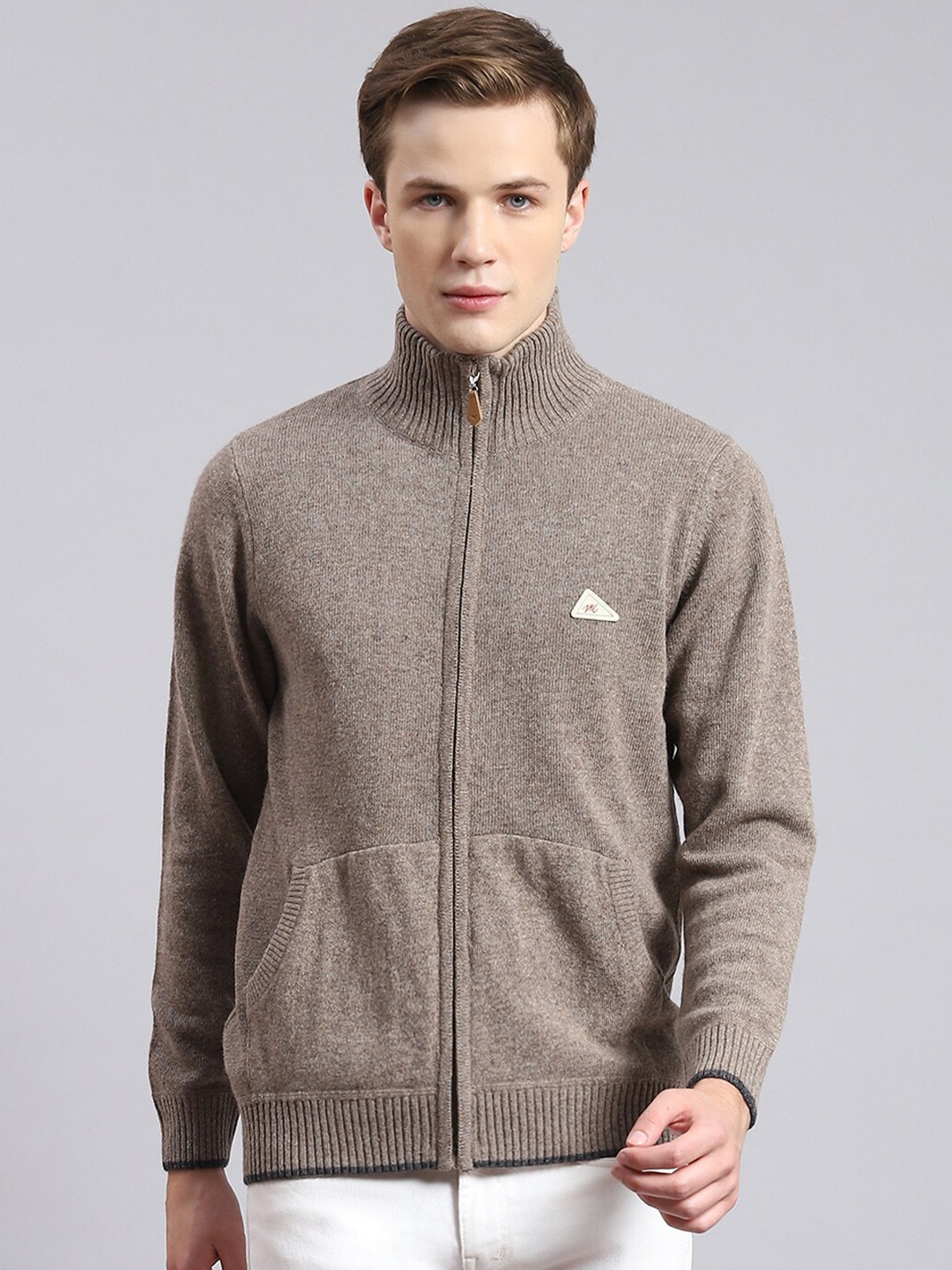 

Monte Carlo High Neck Front-Open Sweaters, Brown