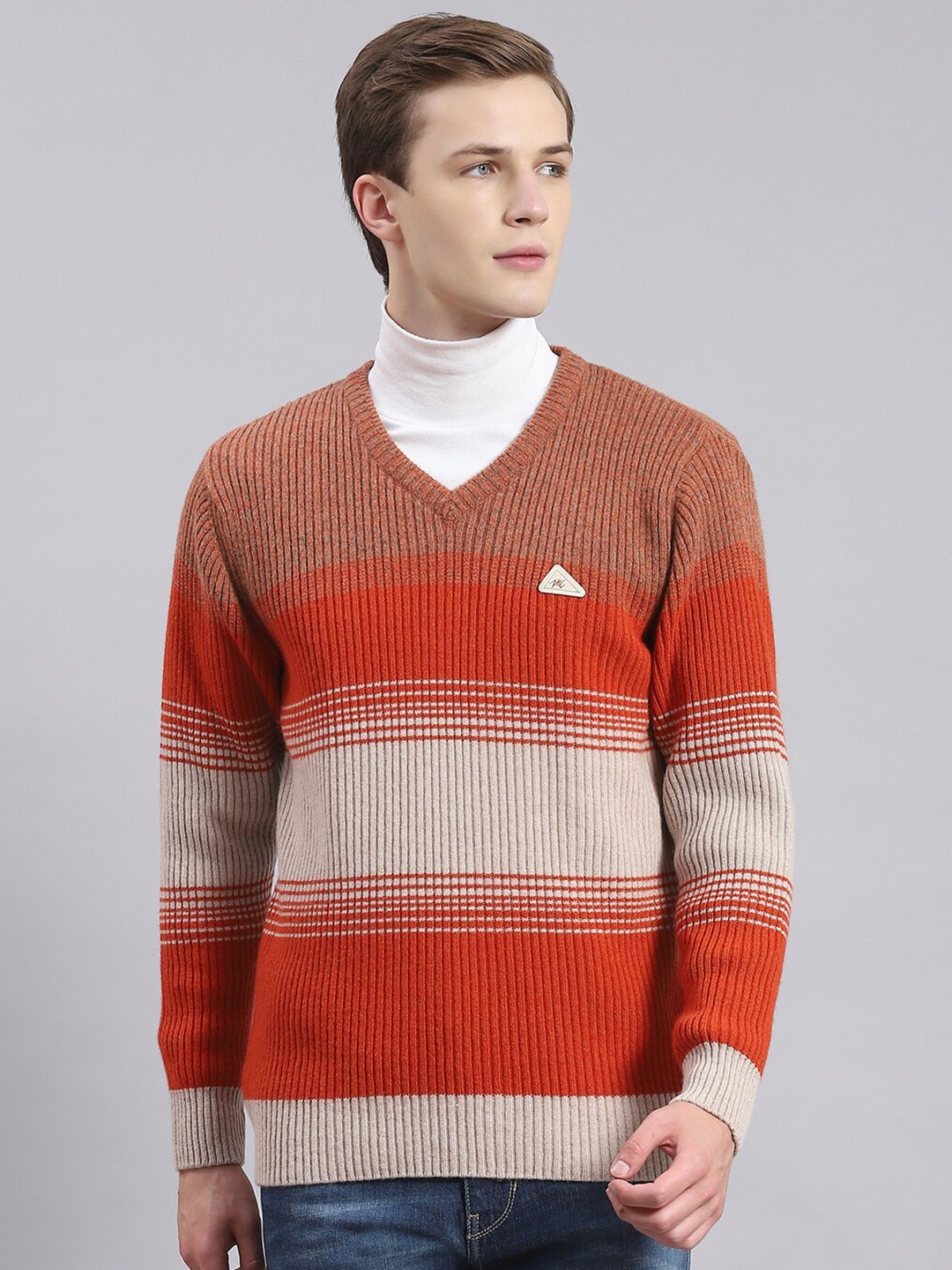 

Monte Carlo Striped Woollen Pullover, Rust