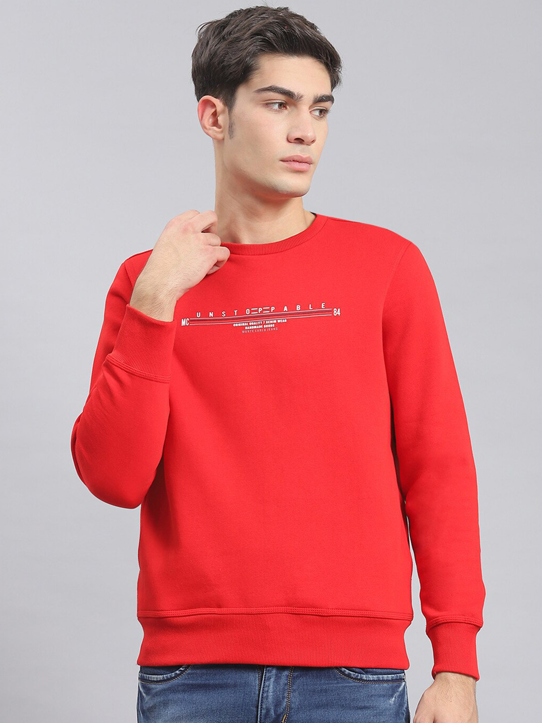 

Monte Carlo Round Neck Pullover Sweatshirt, Red