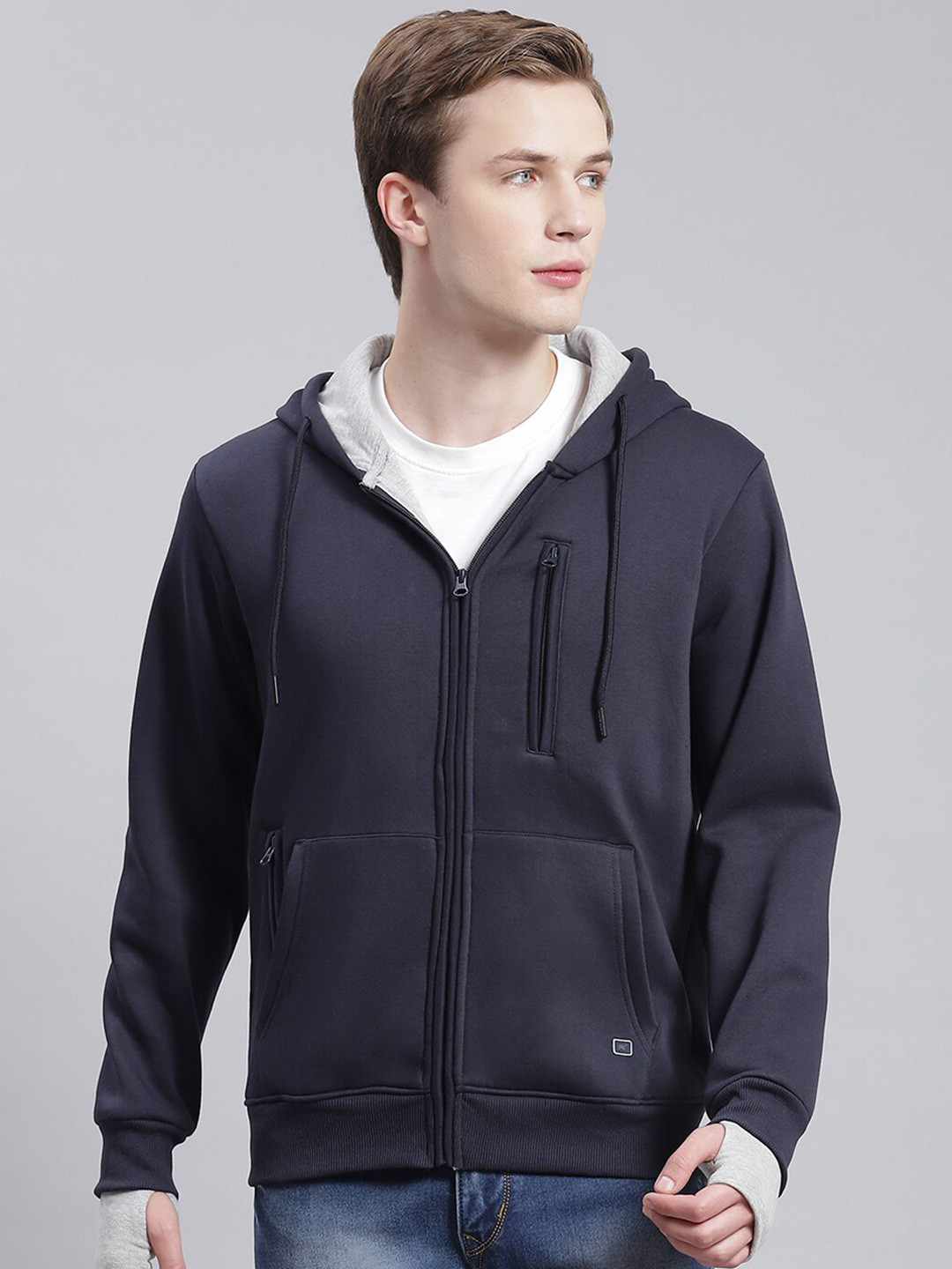 

Monte Carlo Hooded Front Open Sweatshirt, Navy blue