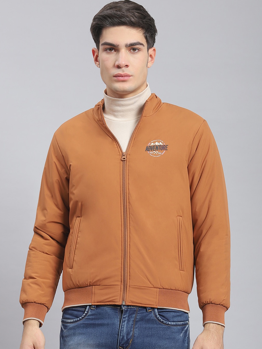 

Monte Carlo Mock Collar Lightweight Bomber Jacket, Brown