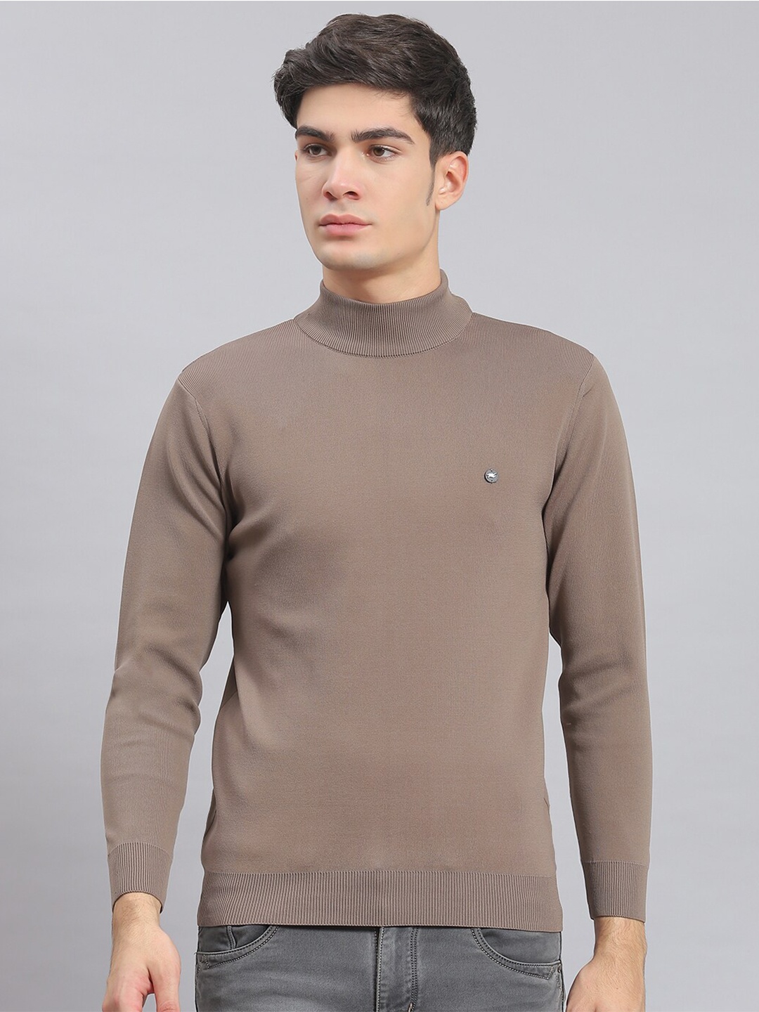 

Monte Carlo Turtle Neck Long Sleeve Woollen Pullover Sweater, Brown