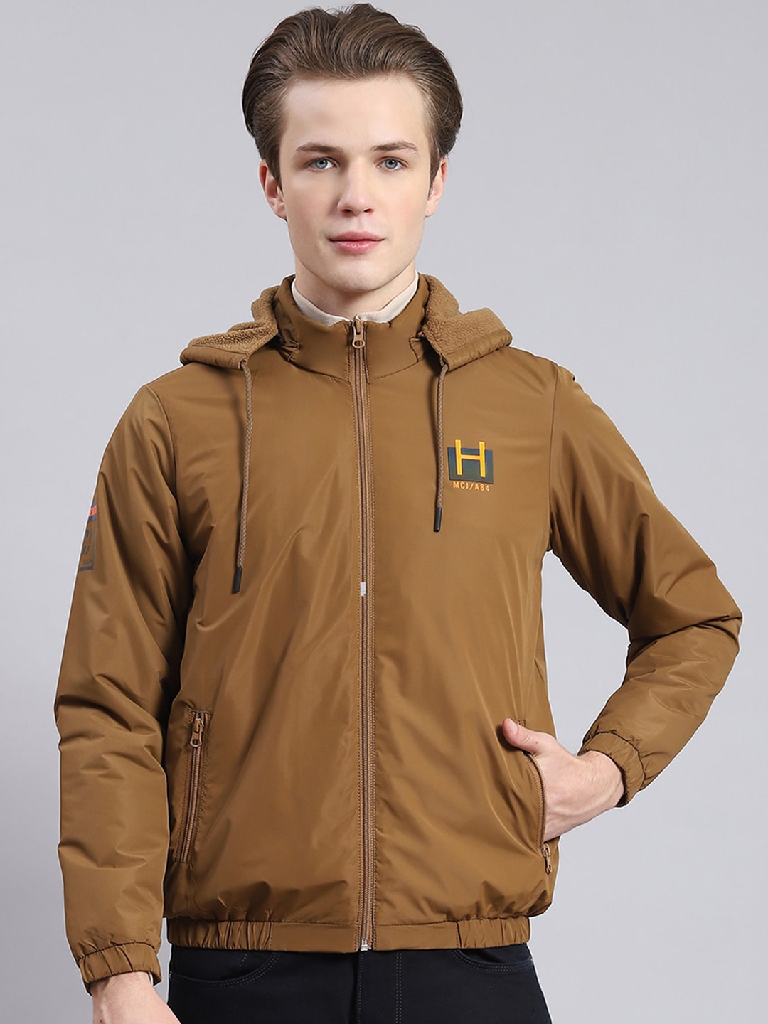 

Monte Carlo Mock Collar Lightweight Bomber Jacket, Brown