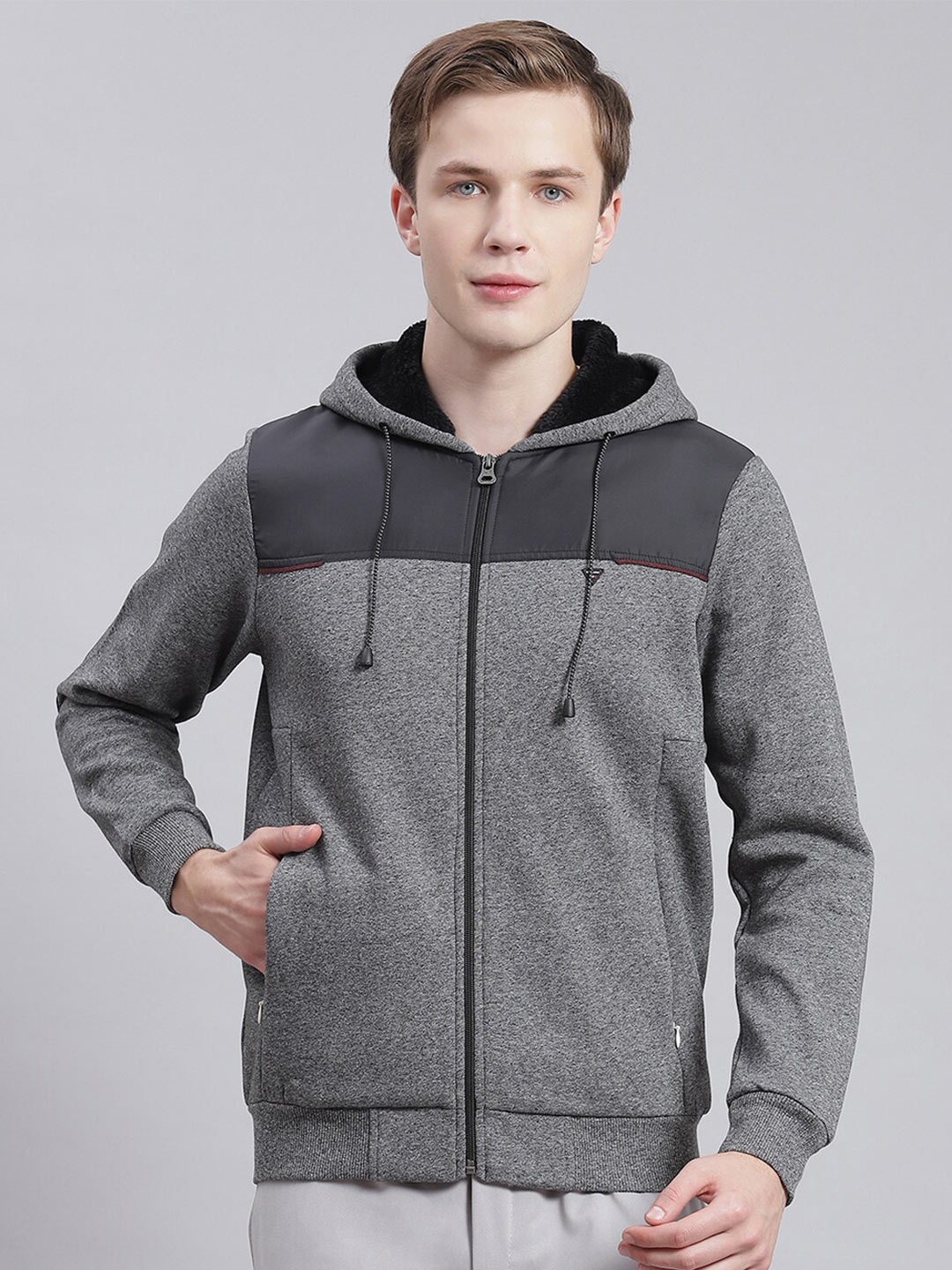 

Monte Carlo Hooded Front-Open Sweatshirt, Grey