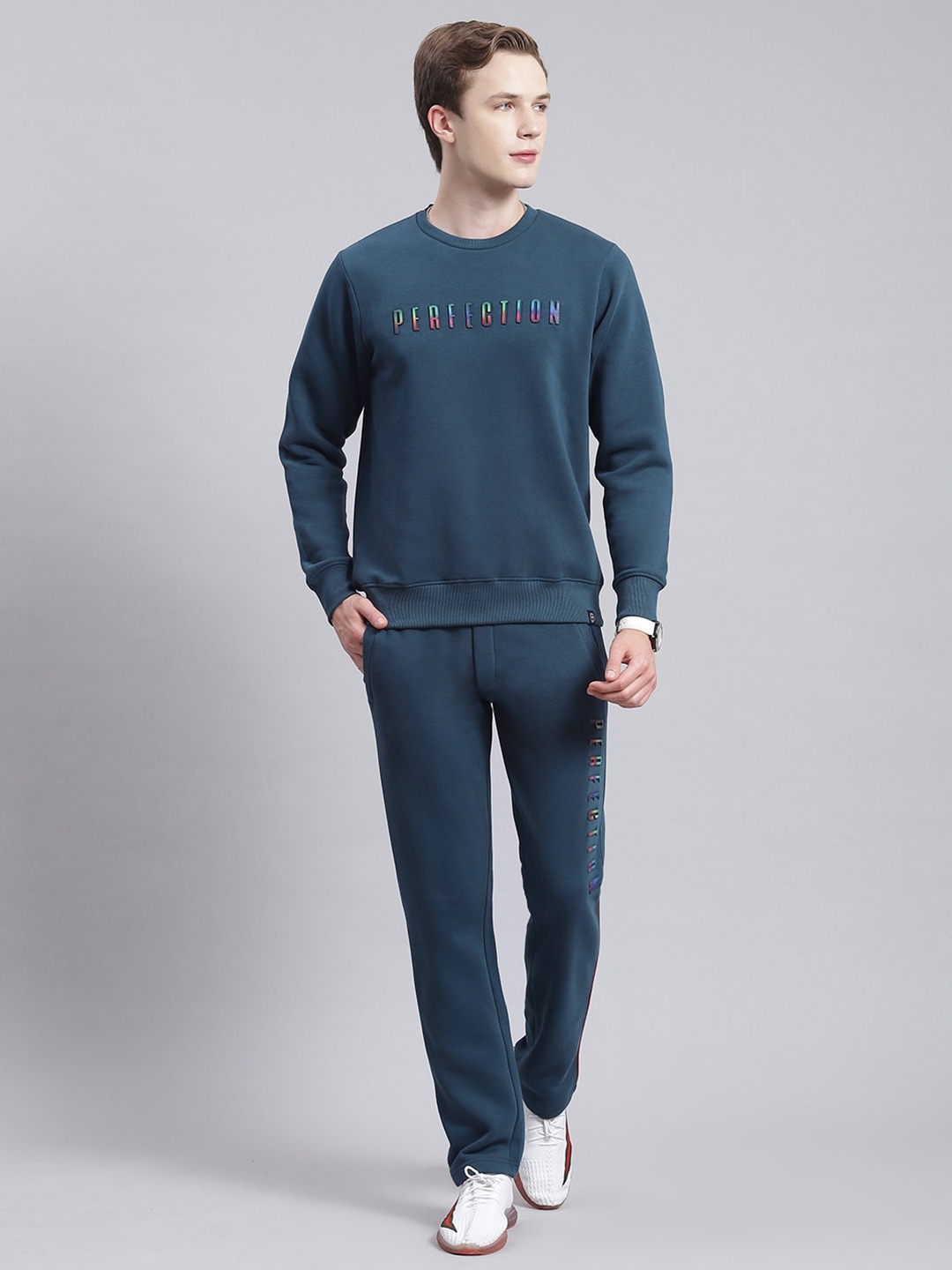 

Monte Carlo Typography Printed Sweatshirt With Track Pants, Teal