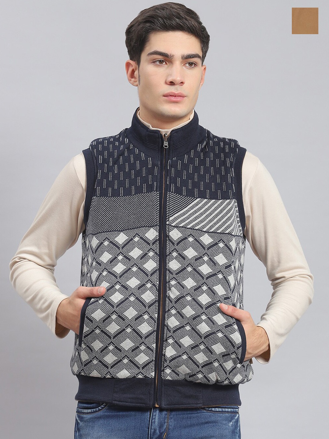 

Monte Carlo Checked Reversible Cotton Padded Jacket, Brown