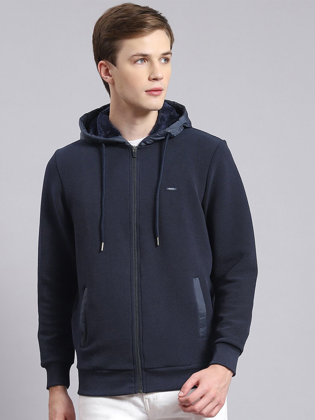 

Monte Carlo Cotton Hooded Front-Open Sweatshirt, Navy blue