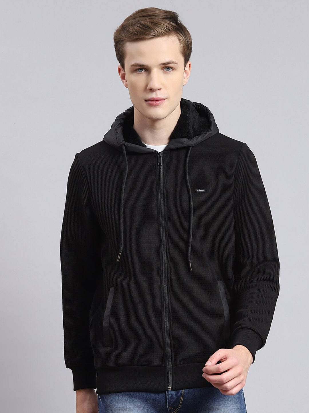 

Monte Carlo Hooded Cotton Front-Open Sweatshirt, Black