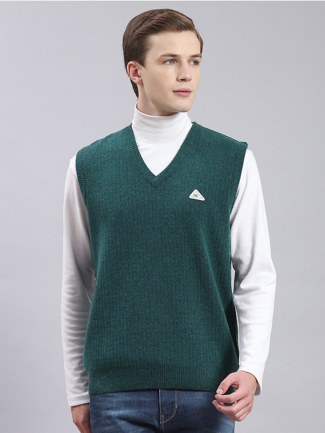 

Monte Carlo V-Neck Woollen Sweater Vest, Green