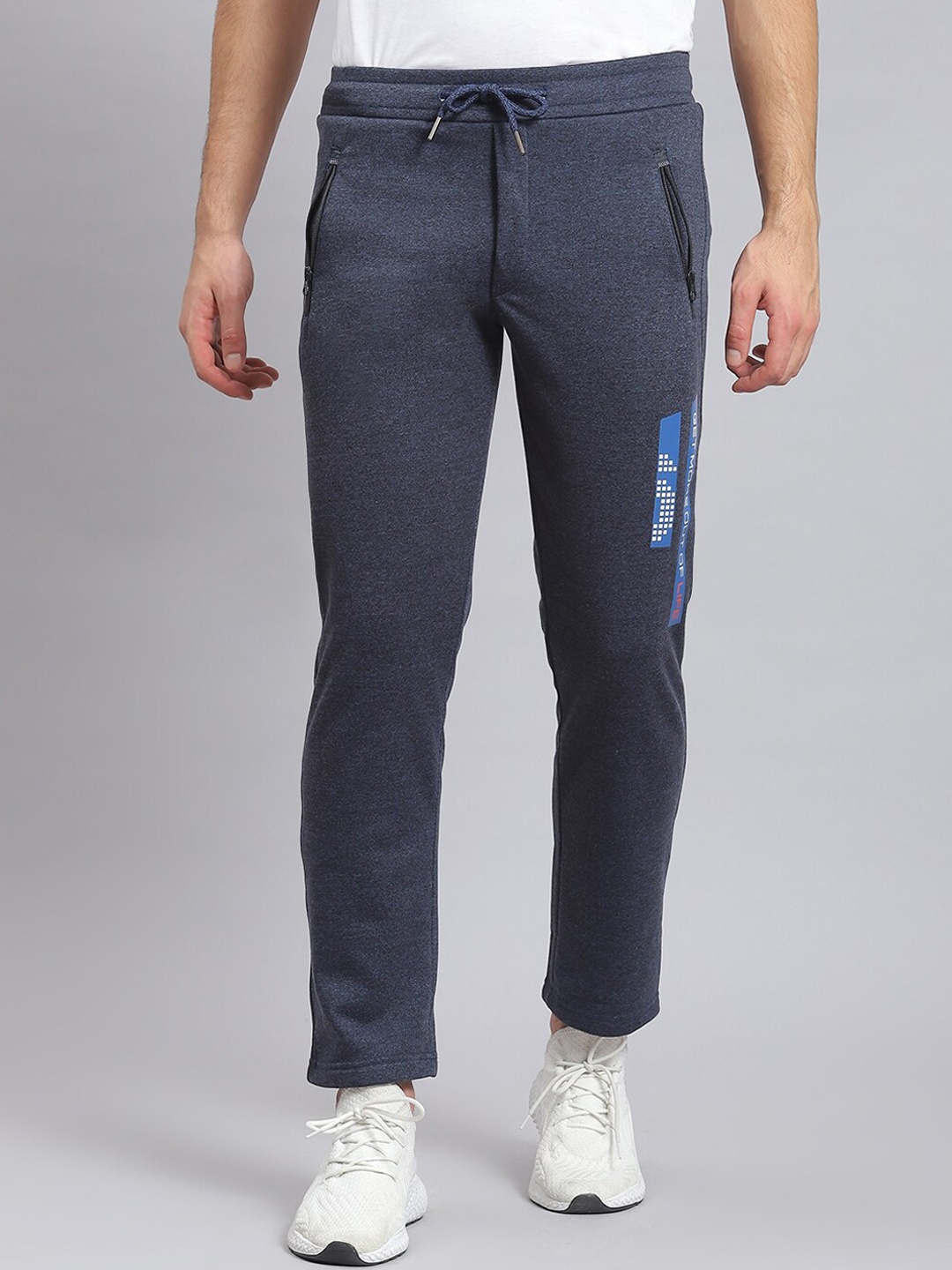 

Monte Carlo Men Printed Mid-Rise Cotton Track Pants, Blue
