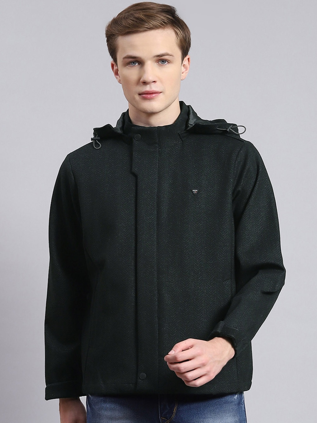 

Monte Carlo Hooded Lightweight Cotton Open Front Jacket, Olive