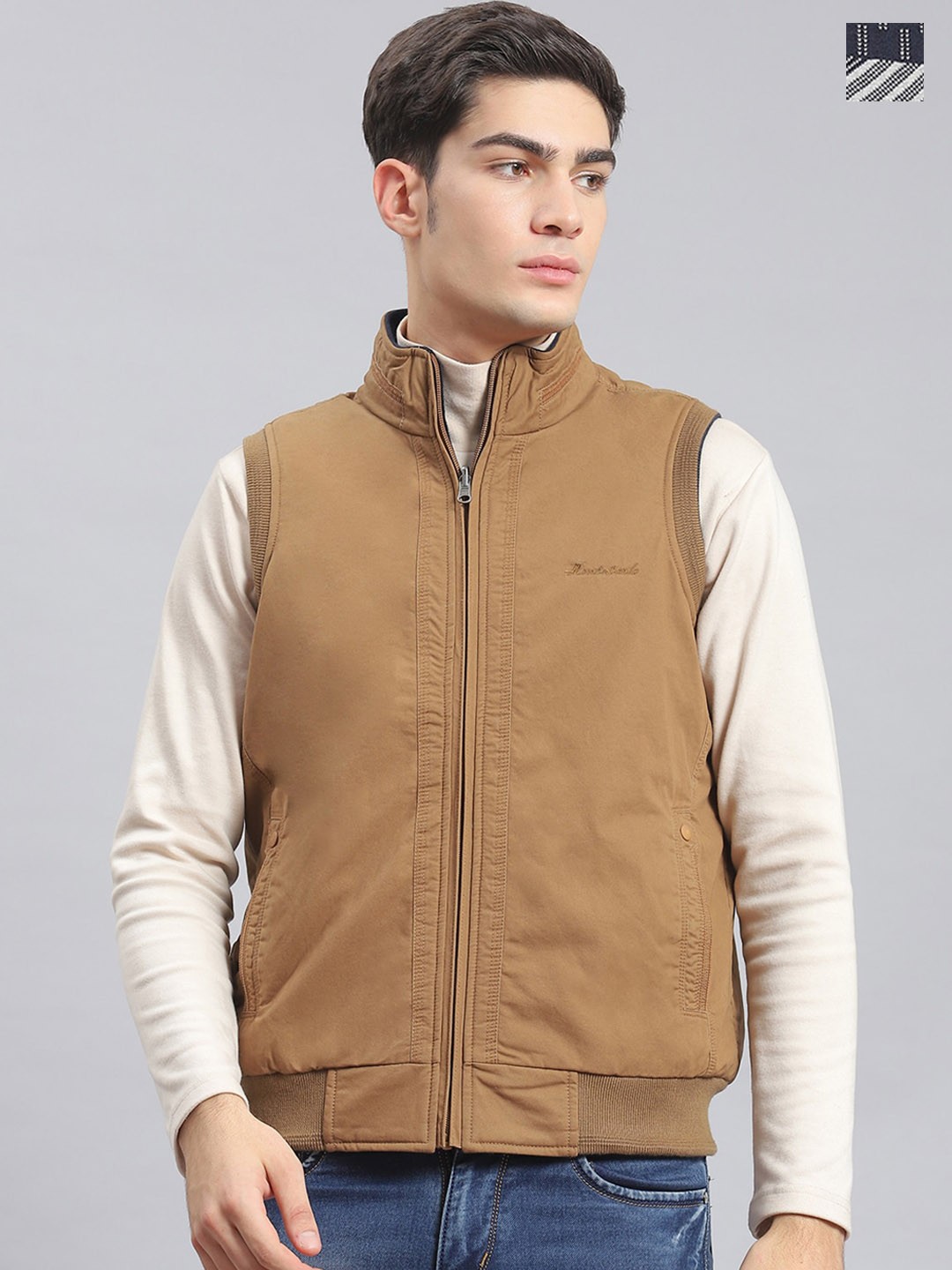 

Monte Carlo Lightweight Reversible Cotton Bomber Jacket, Brown