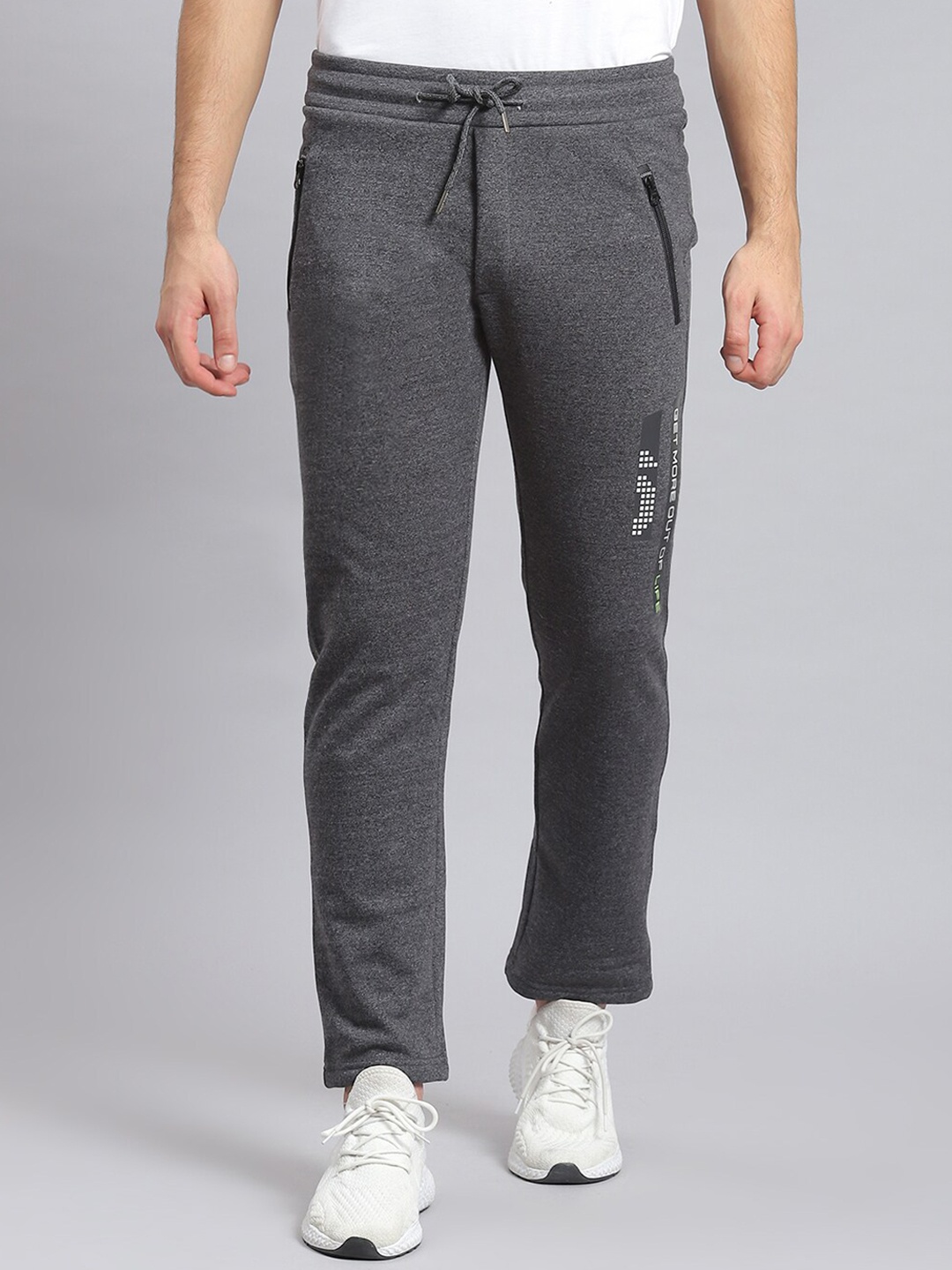 

Monte Carlo Men Mid-Rise Cotton Track Pants, Grey