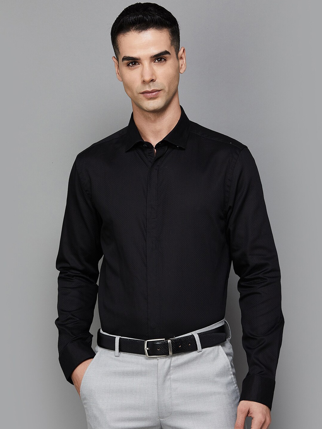 

CODE by Lifestyle Slim Fit Cotton Formal Shirt, Black