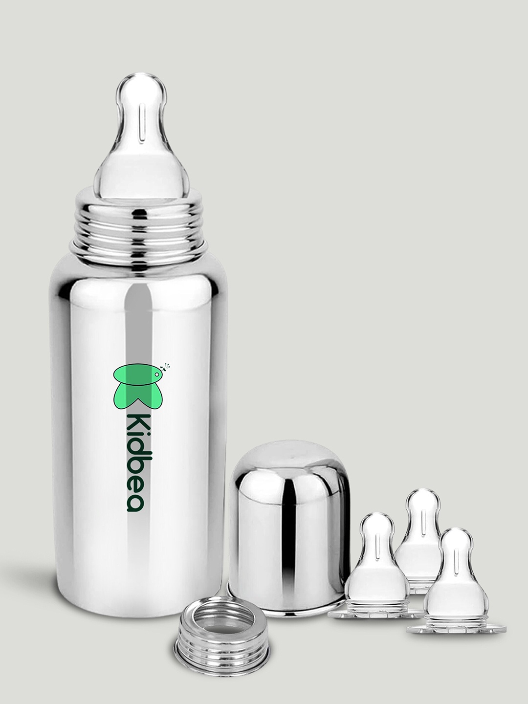 

Kidbea Infants Stainless Steel PBA Proof Feeding Bottles, Silver