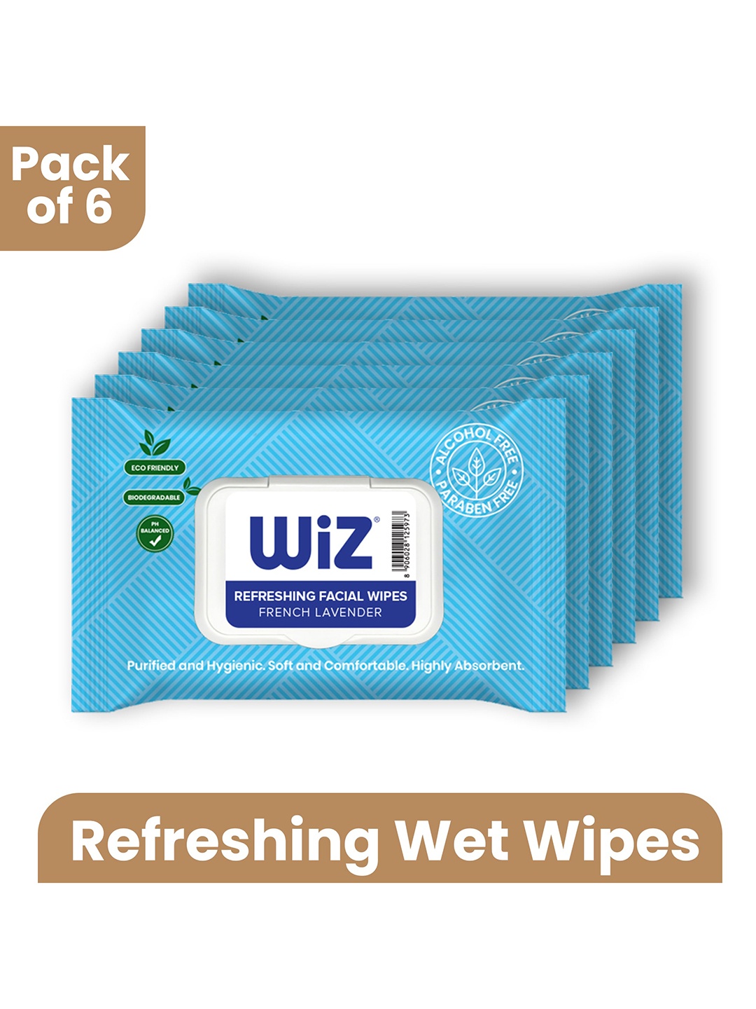 

Wiz Set Of 6 French Lavender Refreshing Wipes - 25 Wipes Each, White