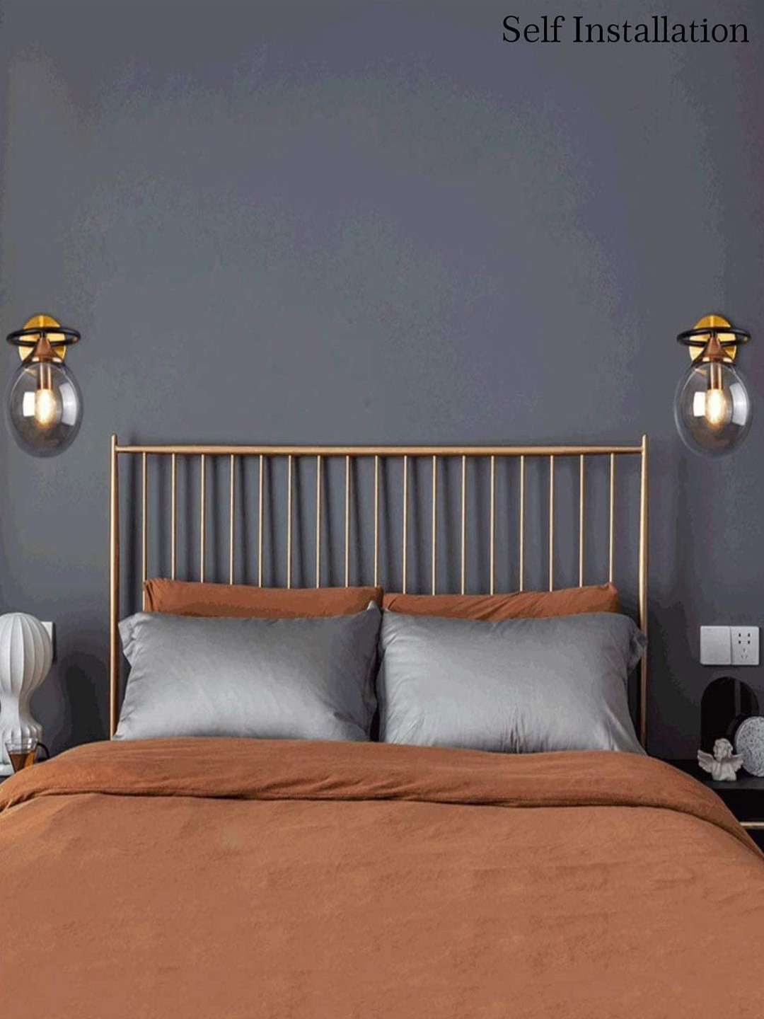 

The Art House Golden Nordic Style Bedside Wall Lamp, Gold