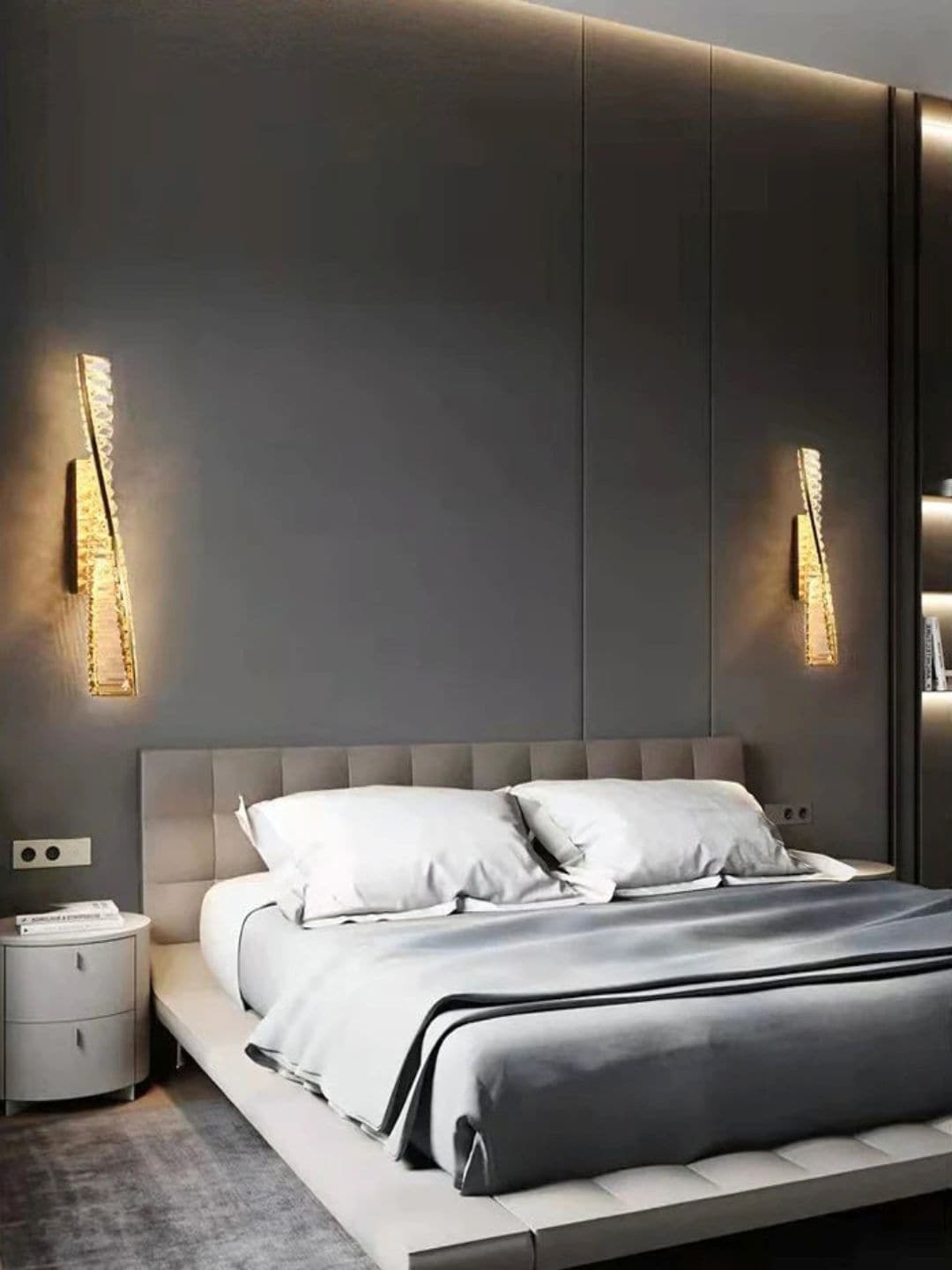 

The Art House Golden LED Glass & Crystal Metal Wall Lamp, Gold