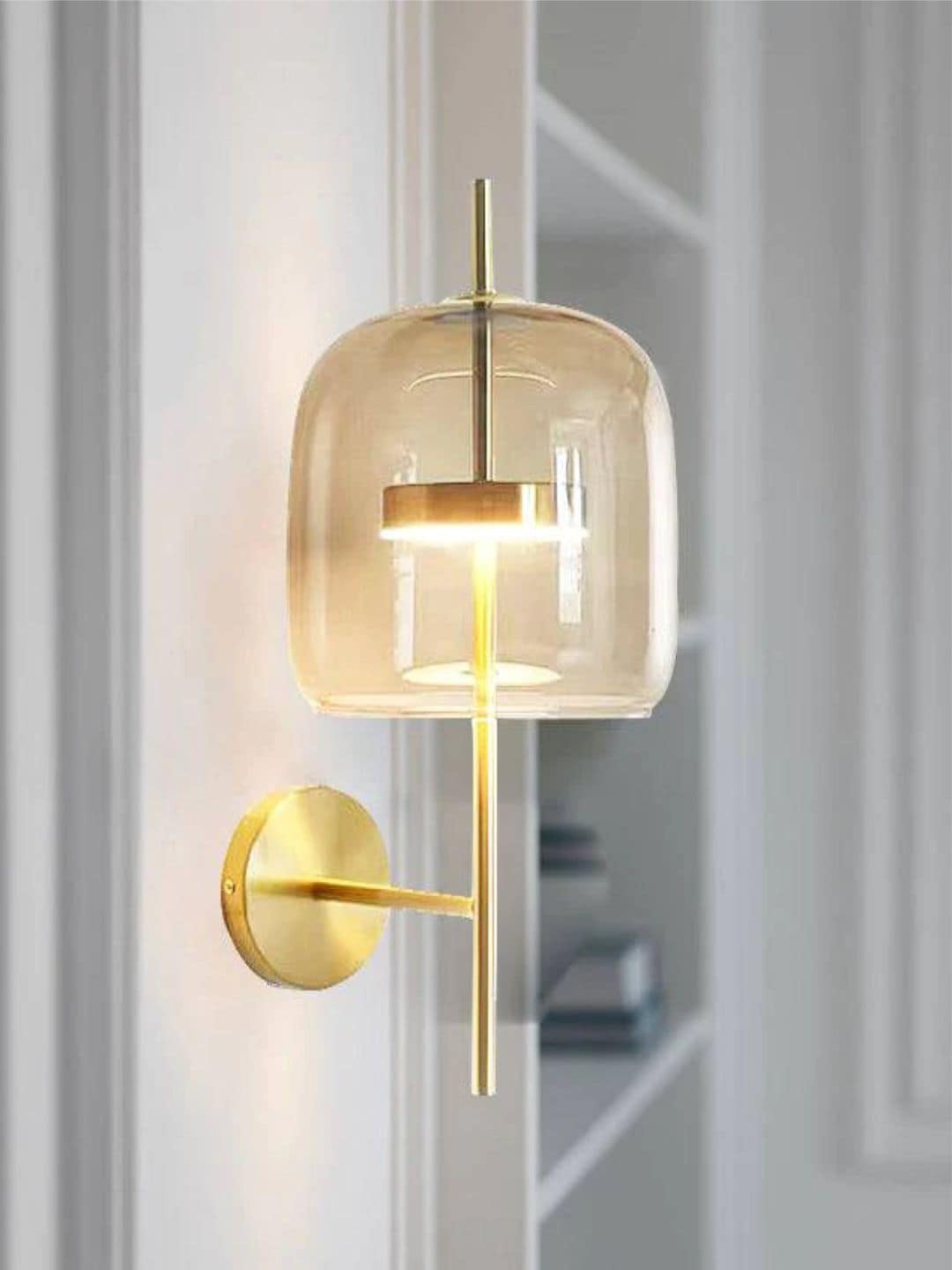 

The Art House Metallic-toned Amber Glass LED Wall Light, Gold