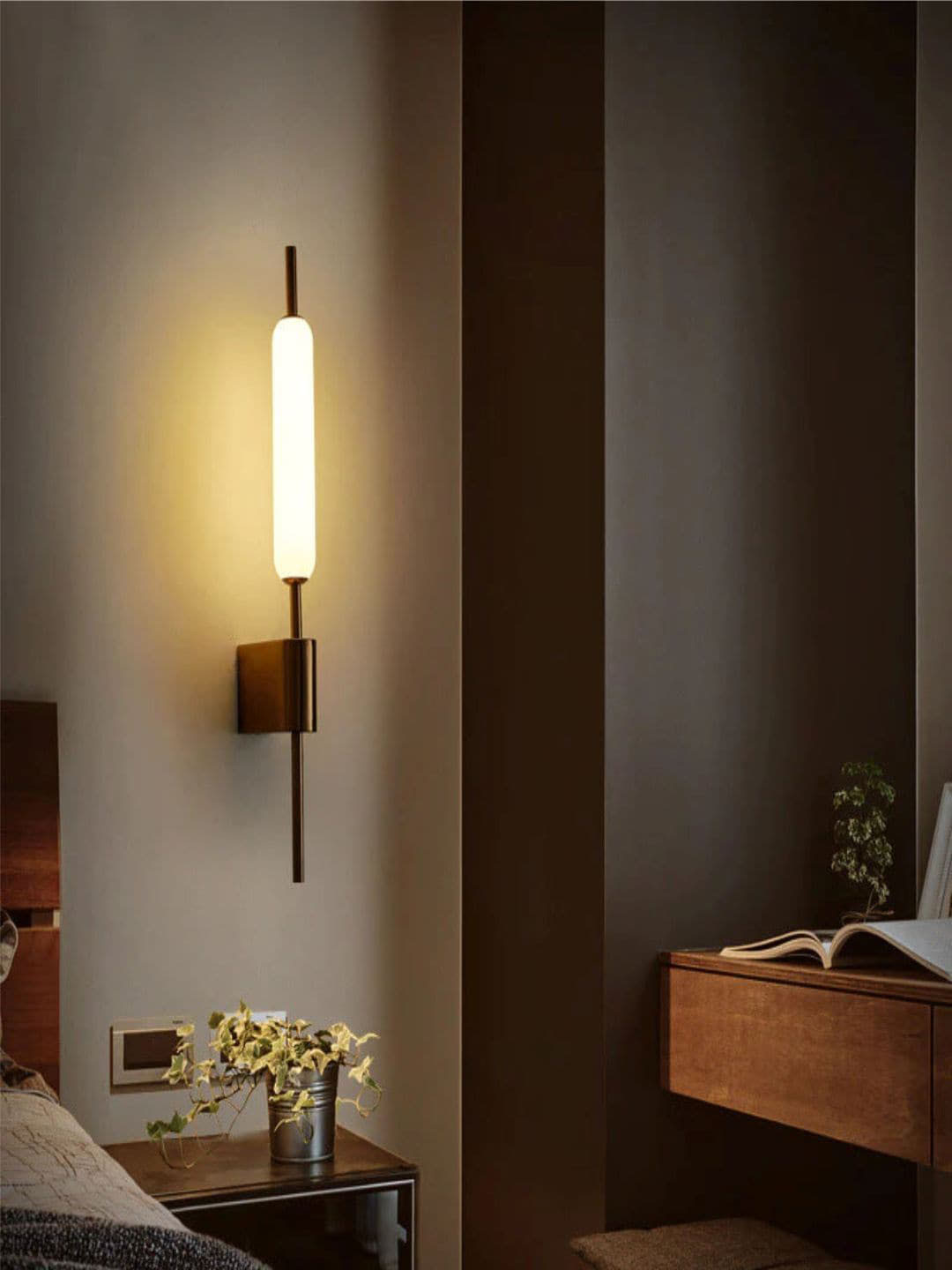 

The Art House Metallic-Toned LED Long Tube Wall Light, Gold