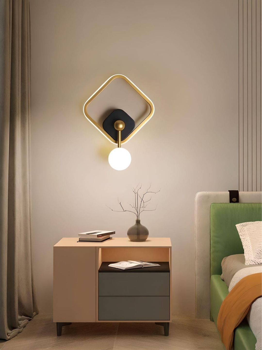 

The Art House Golden Square Shaped LED Wall Lamp, Gold