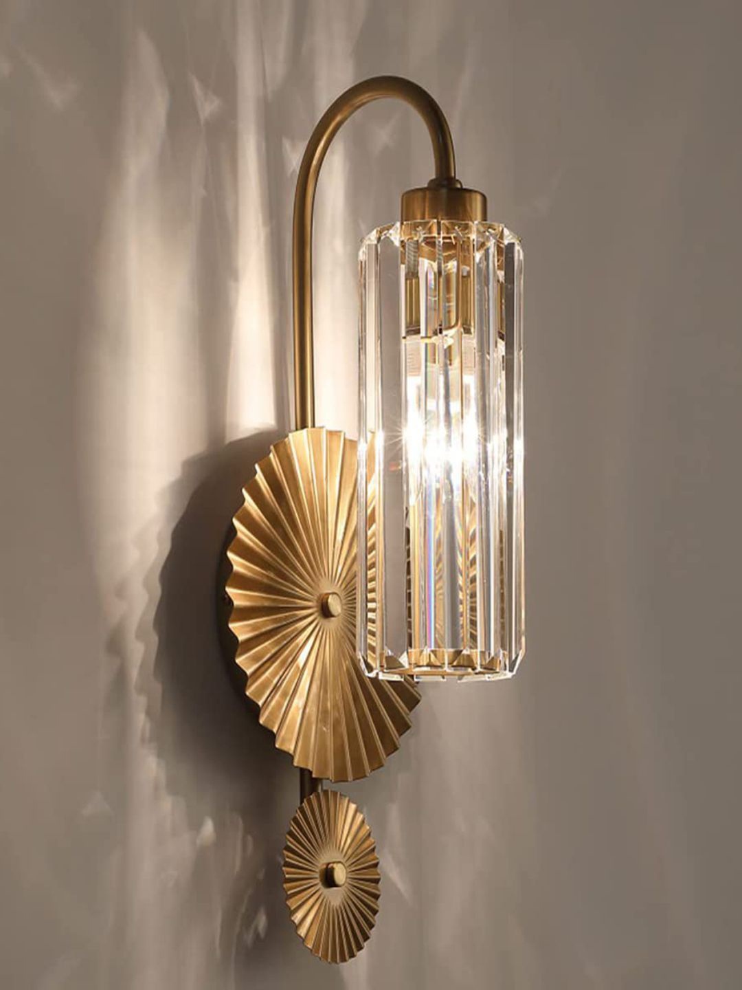 

The Art House Gold Toned Crystal Design Antique Cylindrical Wall Lamp