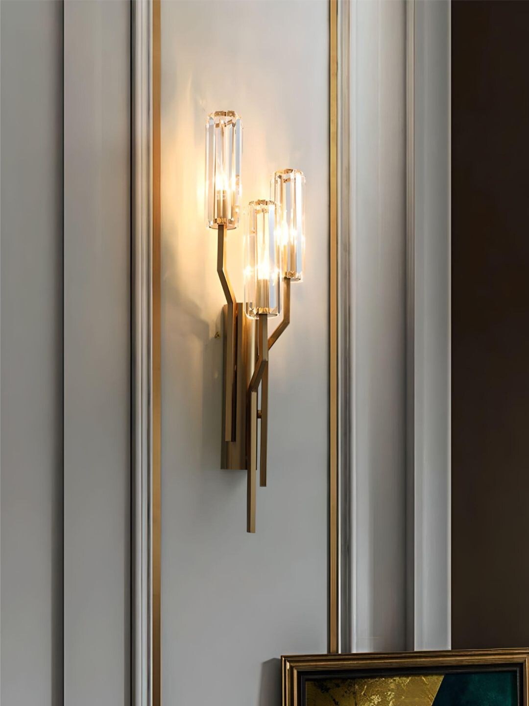 

The Art House Gold Toned Crystal Electroplated LED Cylindrical Wall Lamp