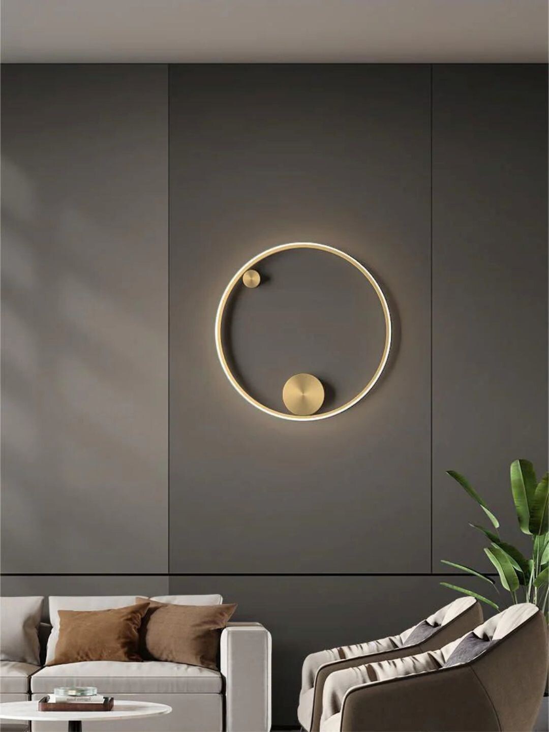 

The Art House Gold Toned Electroplated Brass Round LED Wall Lamp