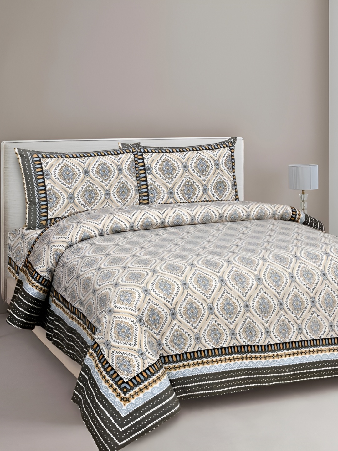 

Urban Jaipur Cream Yellow Floral Cotton 186 TC Single Bedsheet With 1 Pillow Covers