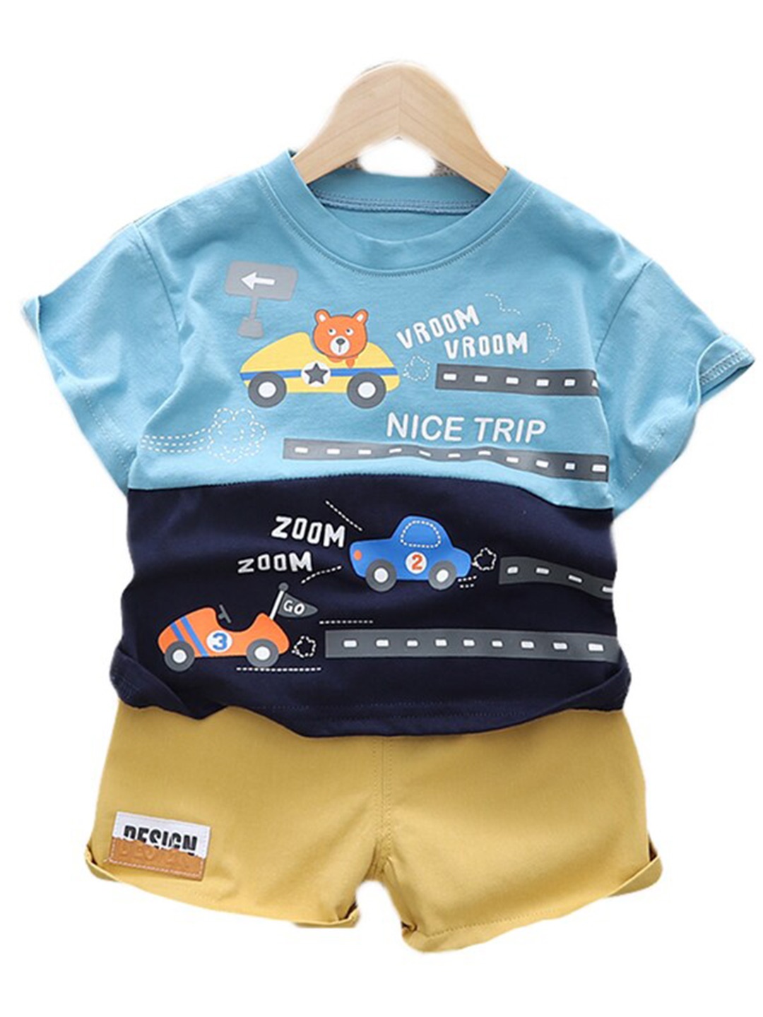 

StyleCast Unisex Kids Pure Cotton Printed T-shirt with Shorts, Blue