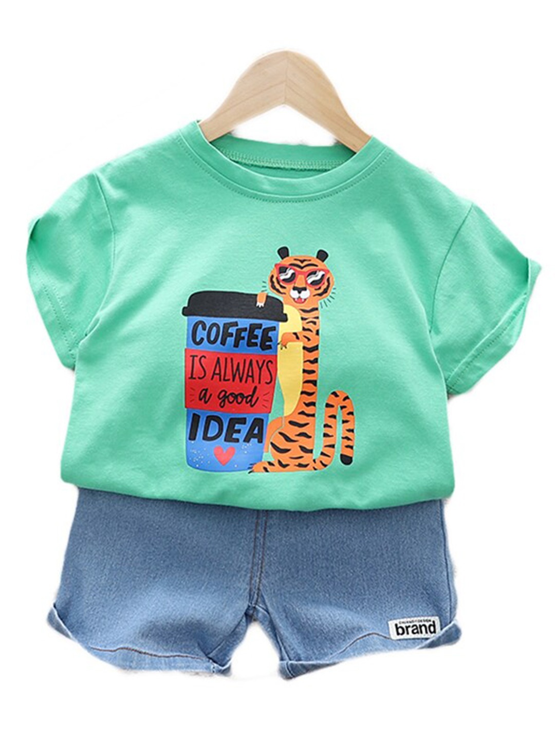 

StyleCast Boys Green Typography Printed Pure Cotton T-shirt With Shorts