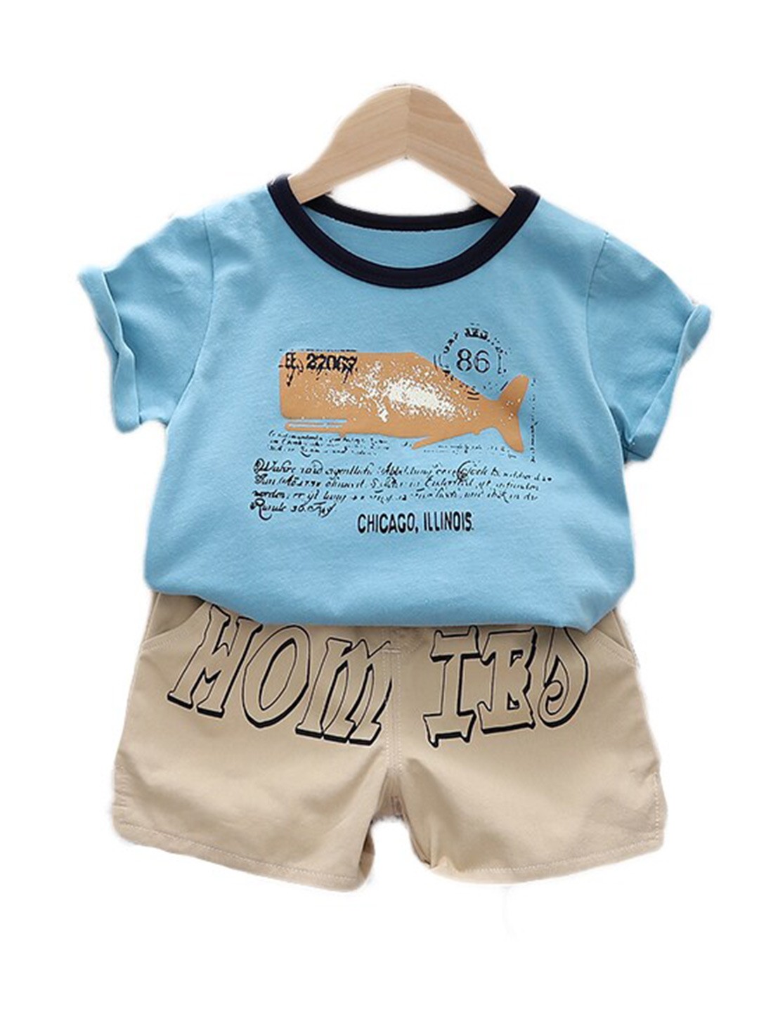 

StyleCast Infant Kids Pure Cotton Printed T-shirt with Shorts, Blue